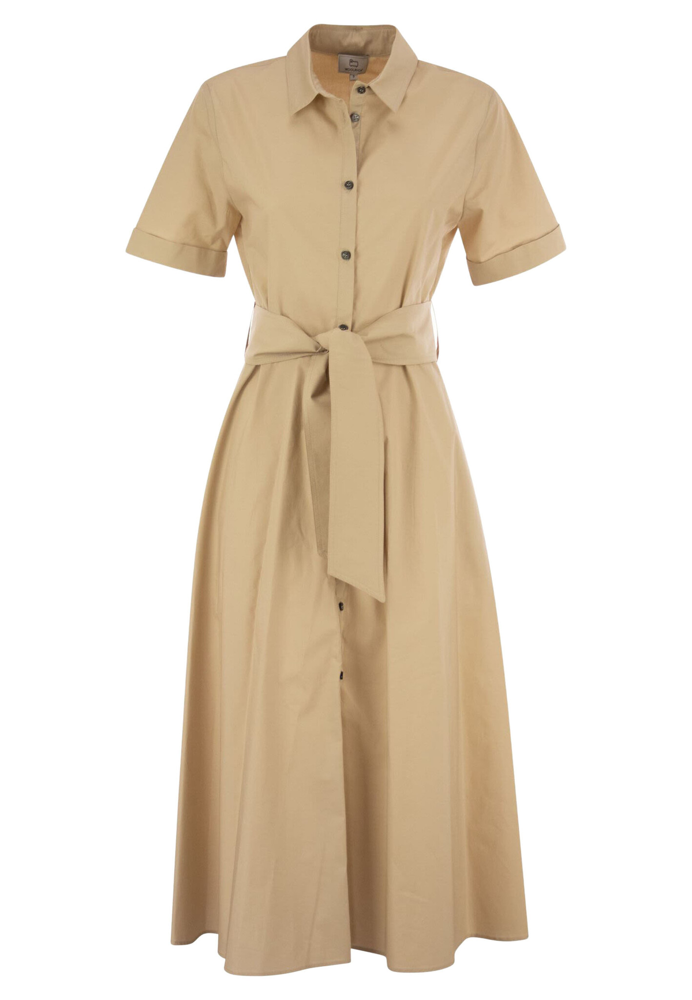 Woolrich Belted poplin shirt dress beige Dames maat L