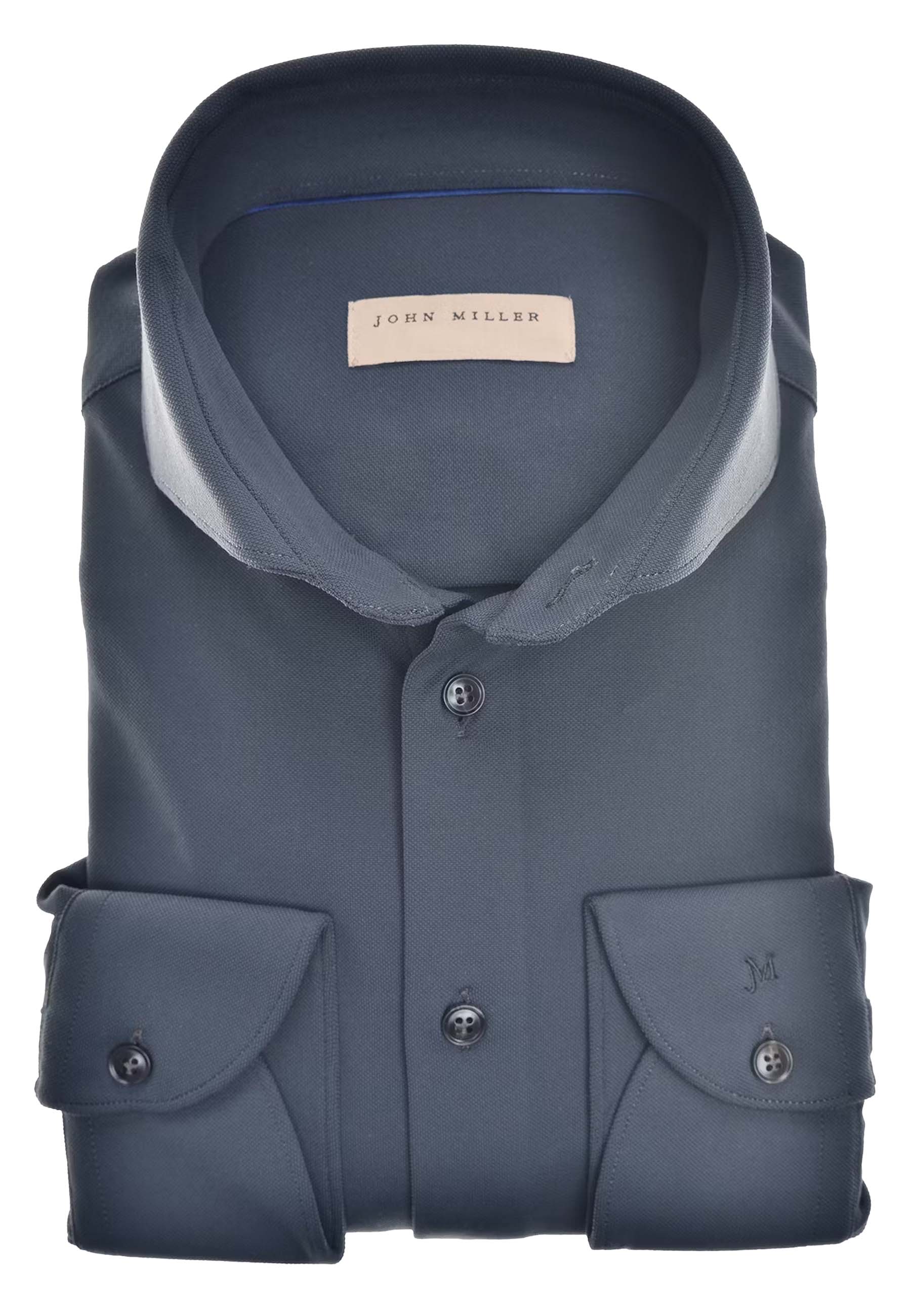 John Miller Overhemd Blauw Polyamide / Nylon maat 38 Tailored fit lange mouw overhemden blauw