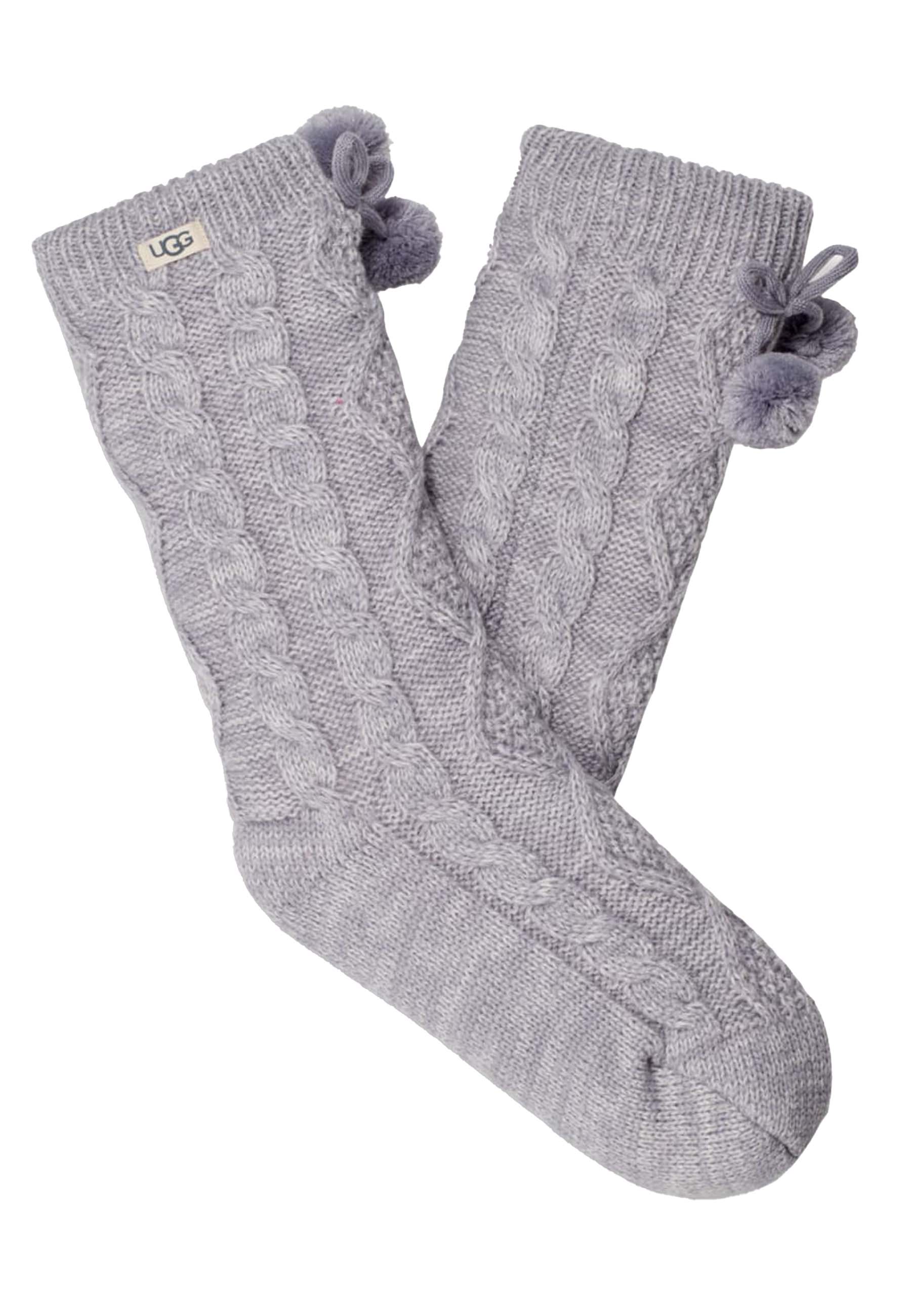 Ugg Pom fleece huis sokken grijs Dames maat ONE SIZE