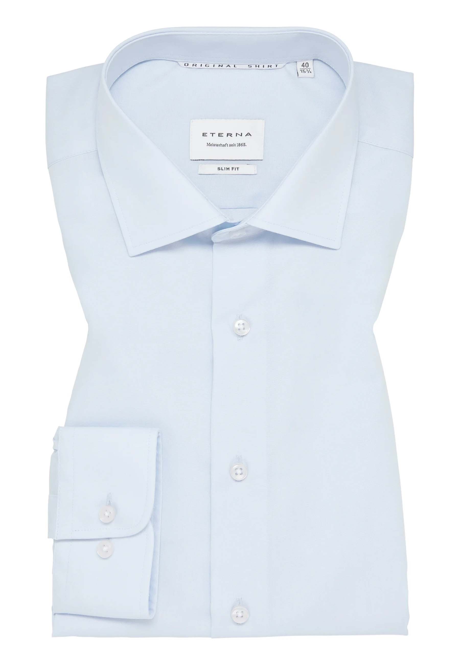 ETERNA modern fit overhemd - popeline - lichtblauw - Strijkvrij - Boordmaat: 38