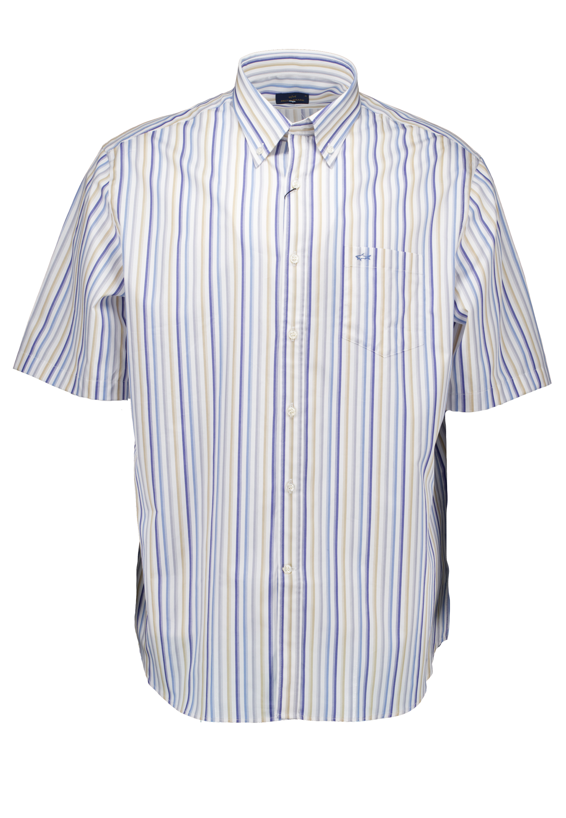 Paul & Shark Overhemd Blauw maat 43 Cotton twill korte mouw overhemden blauw