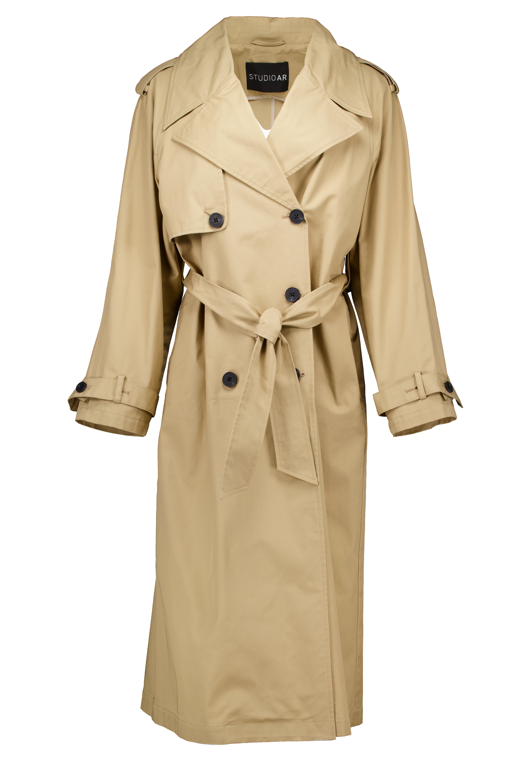 Jas Beige Mexia cotton twill trenchcoats beige