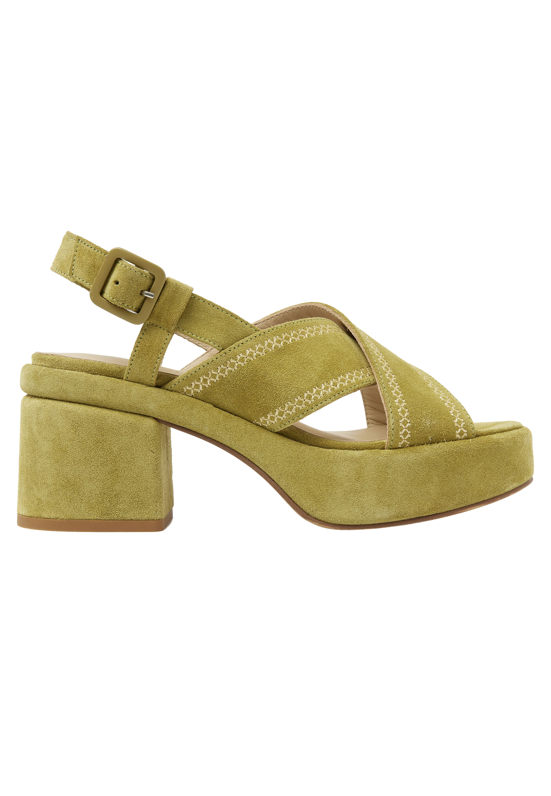 VIA VAI Elia Paisley Sandalen - Met Hak - Groen - Maat 40