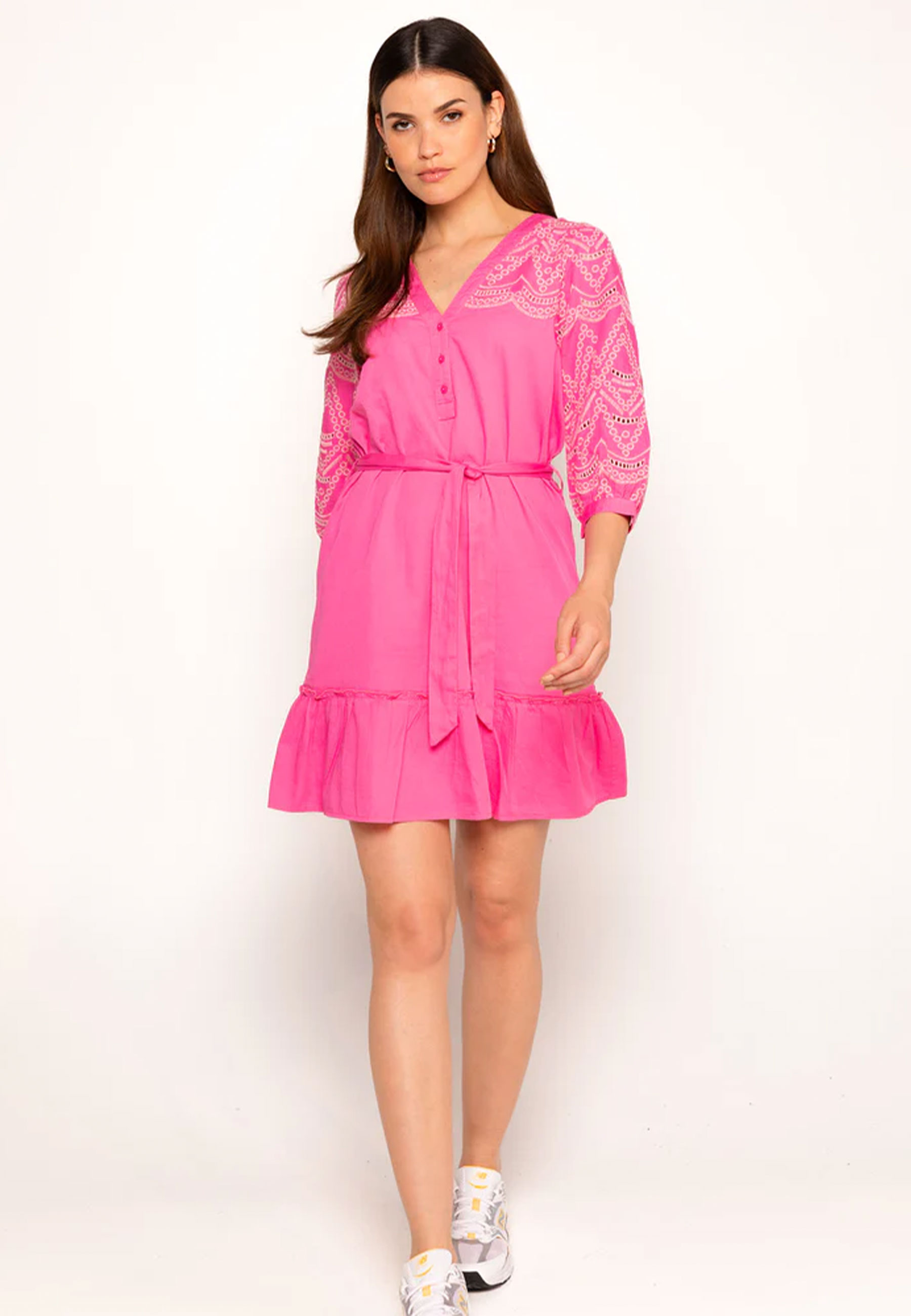 Freebird Jurk Dress Diora Wv Embroidery 236 Pink Dames Maat - S
