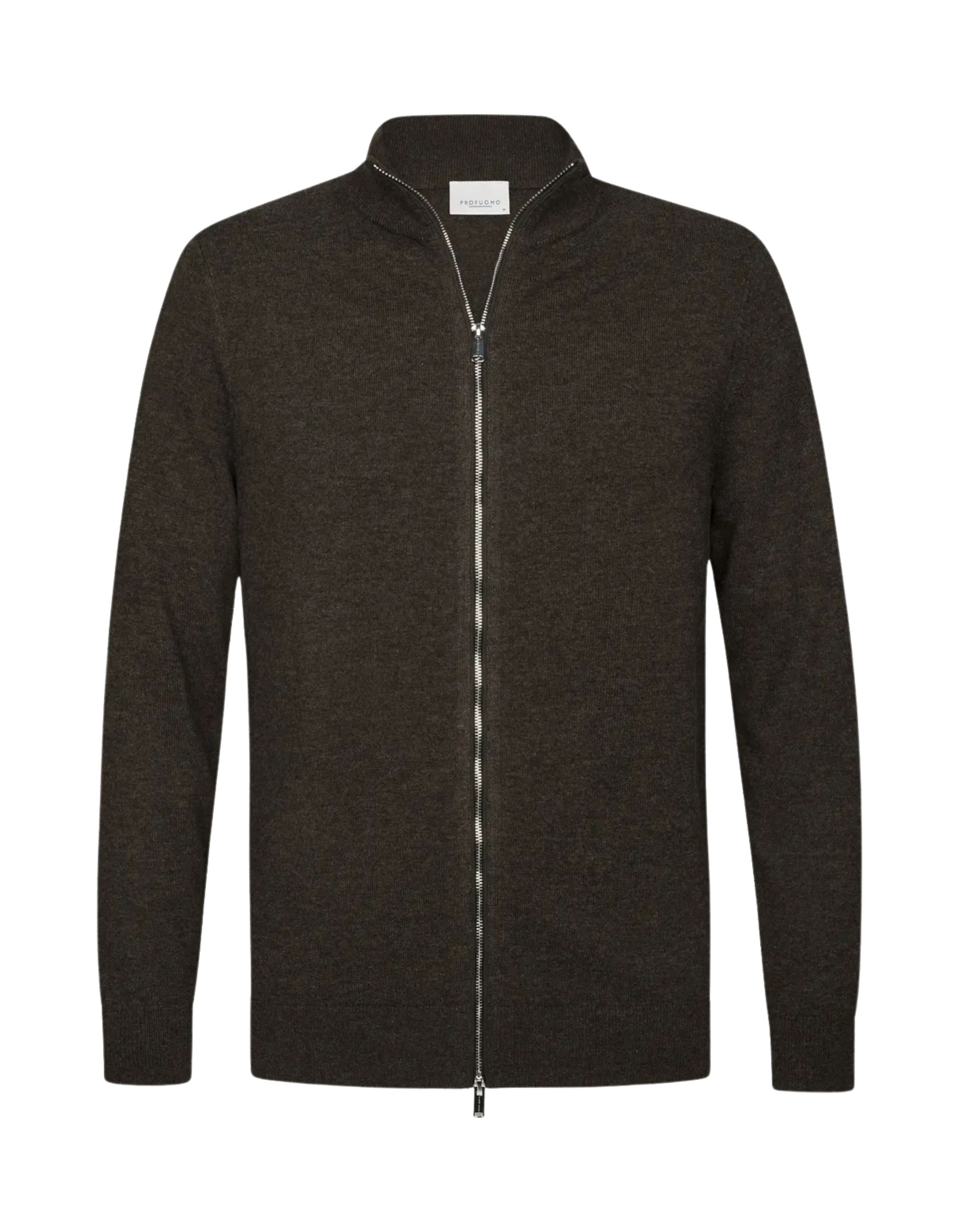 Profuomo Cardigan Full Zip Vesten Bruin Ppxj30013