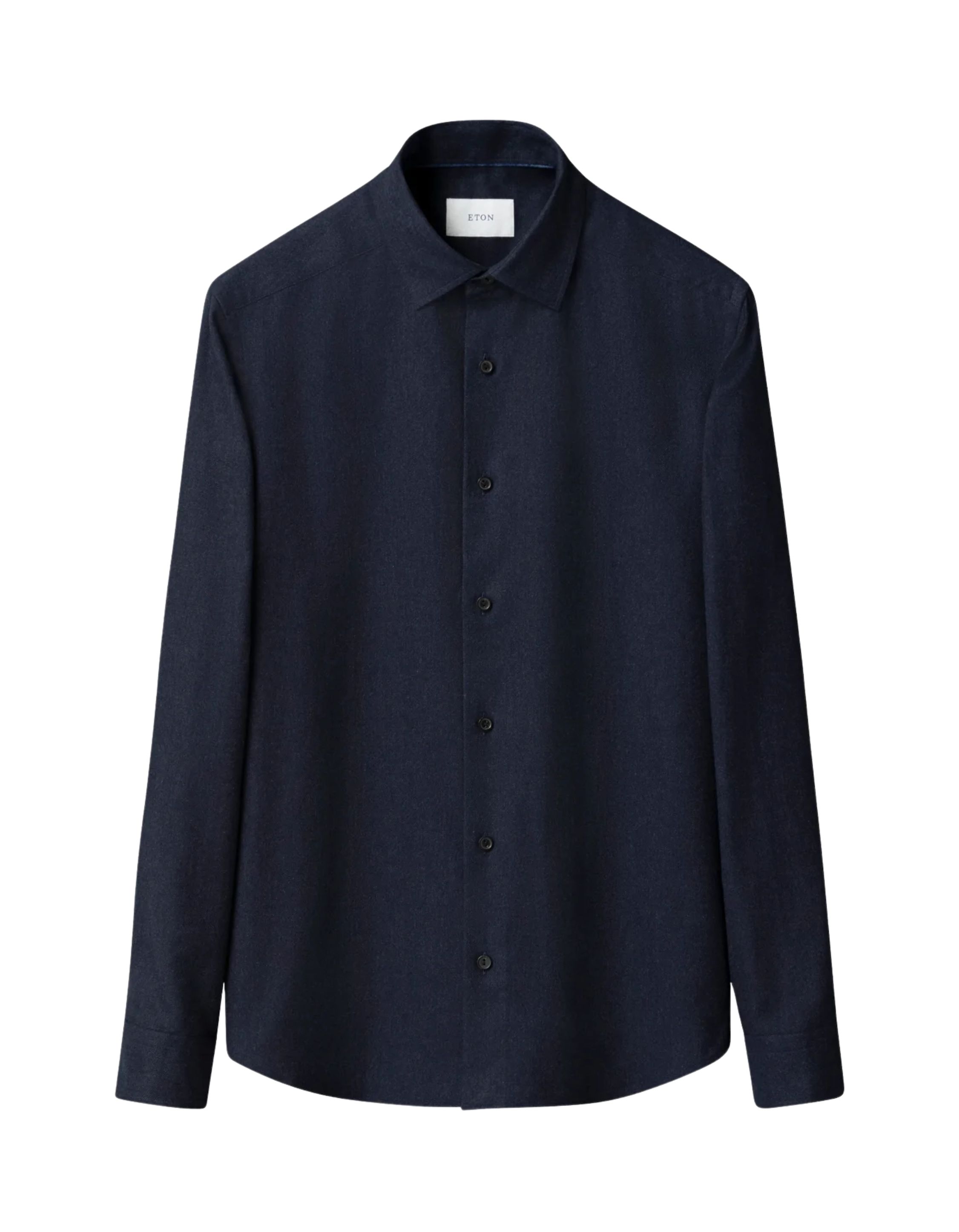 Eton Solid Flannel Lange Mouw Overhemden Donkerblauw 100015434