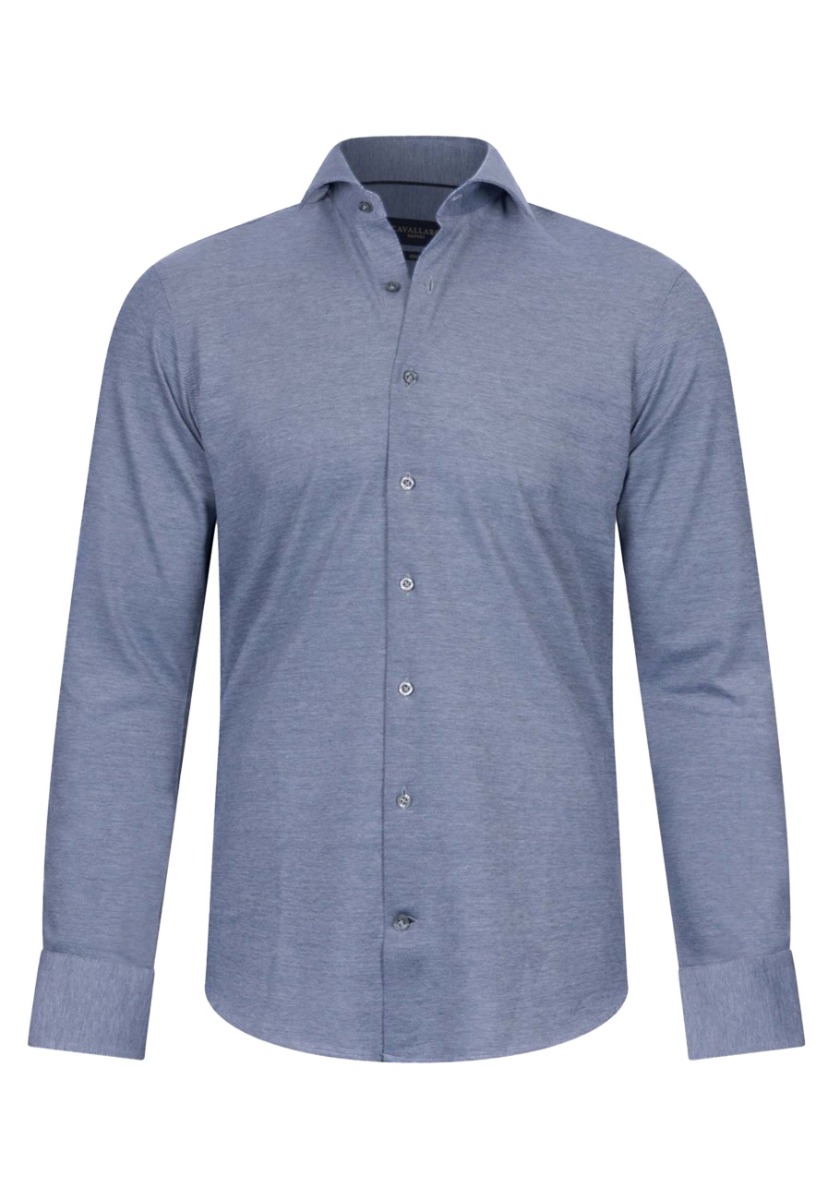 Cavallaro Overhemd Blauw Katoen maat 39 Piquo lange mouw overhemden blauw