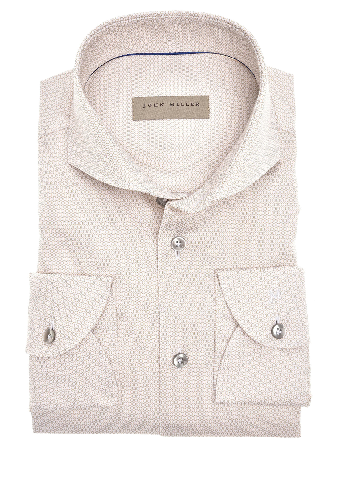 John Miller lange mouw overhemden beige Heren maat 41