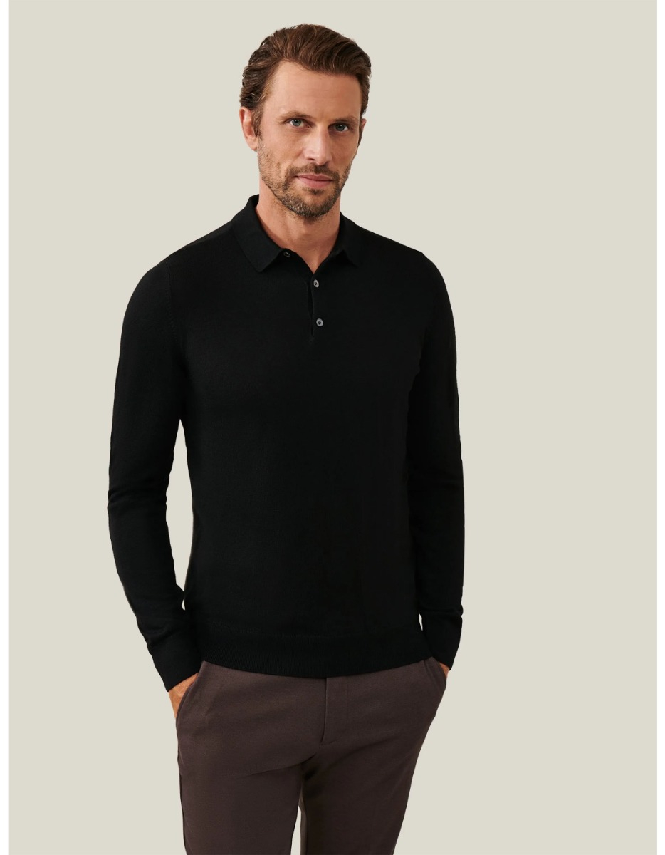 Cavallaro Merino Polo Ls Polos Zwart 116245020