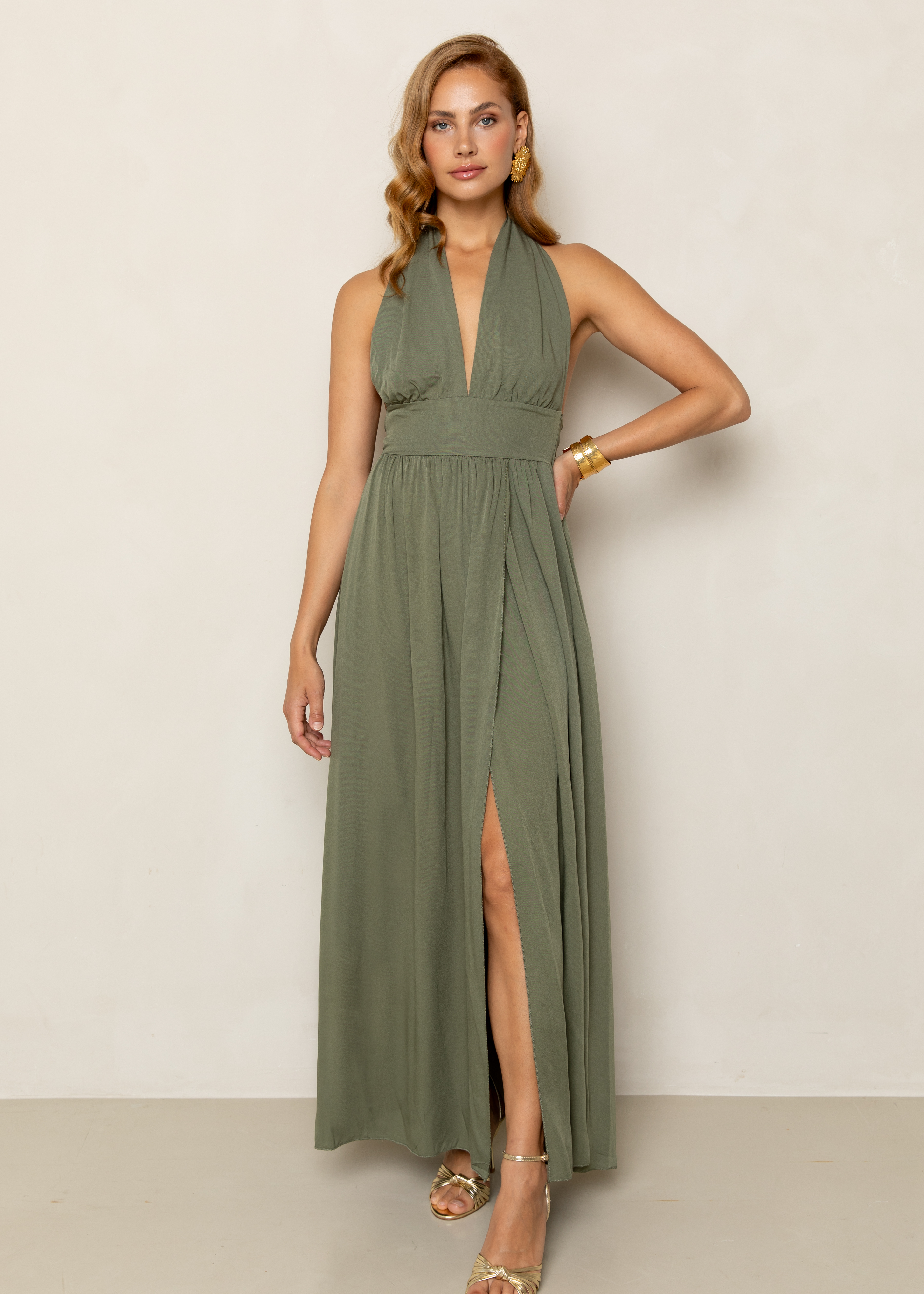 Freebird Dress  Olijf Dominic Maxi