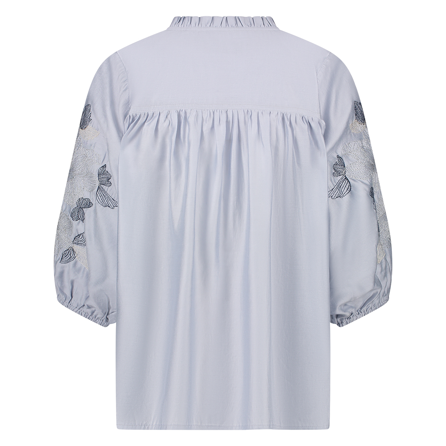Nukus Tina Blouse Embroidery  Blauw Nks02097