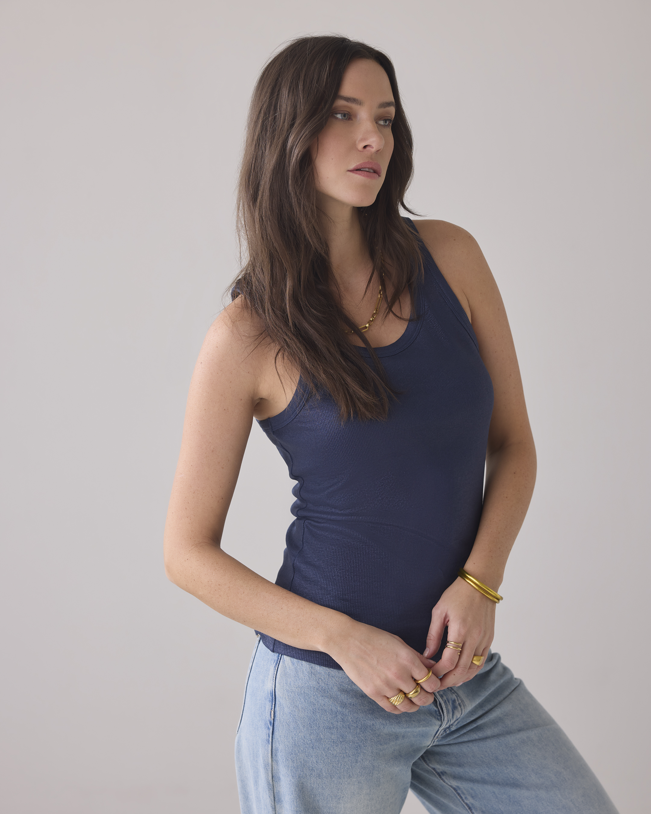 Summum Rib Tanktop (3s4873) Singlets Donkerblauw Lisbon-5138