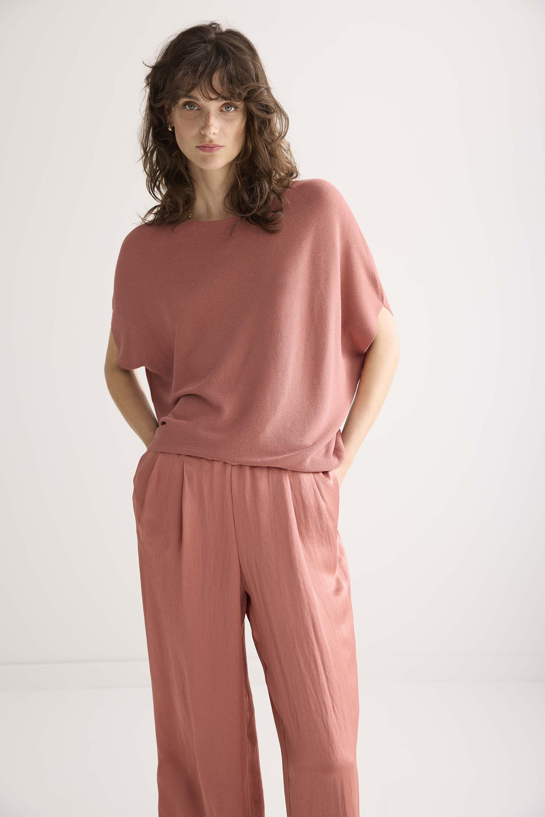 Summum Oversized Knitted Top Viscose Blend Knit  Oud Rose 7s5903-7887