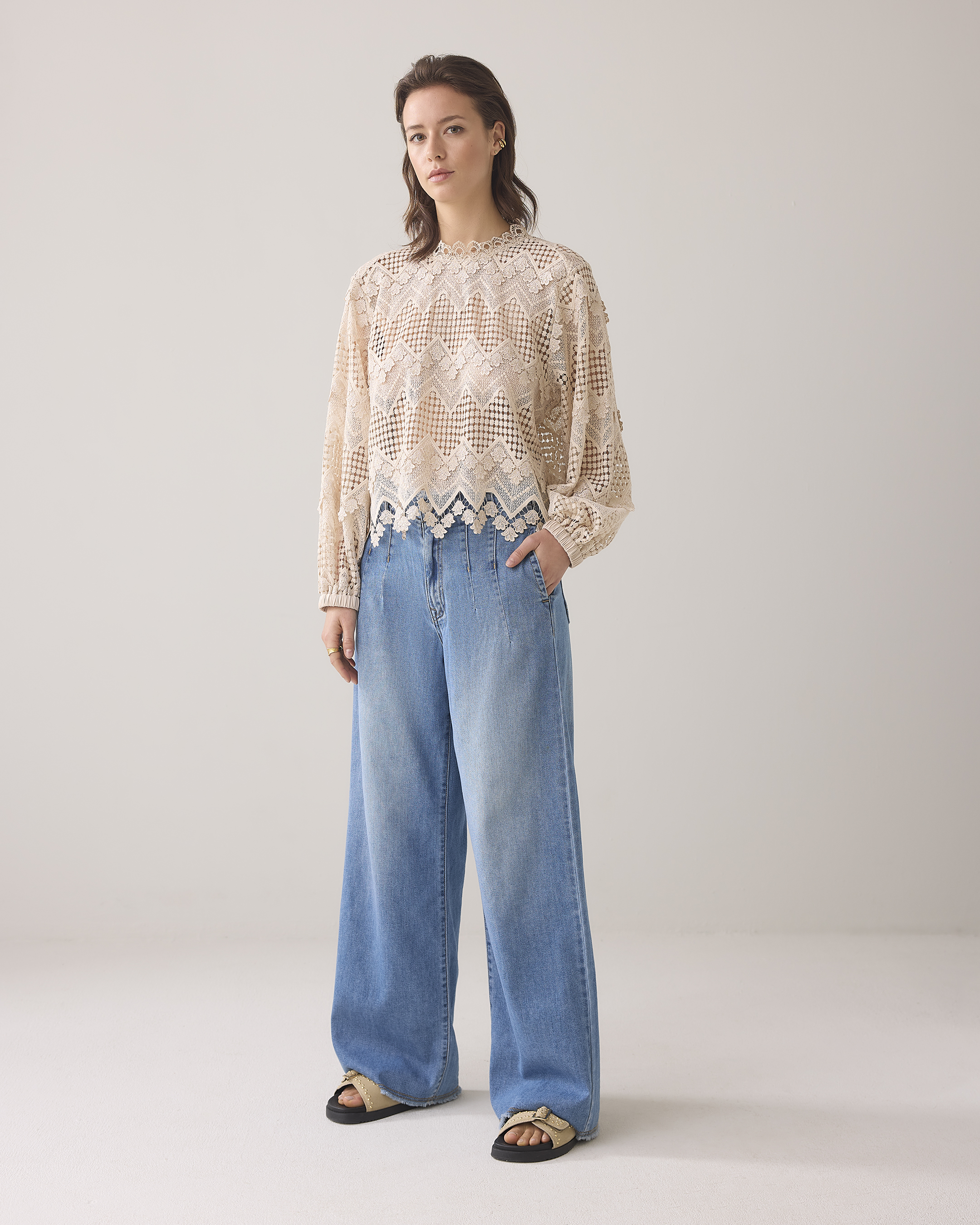 Summum Longsleeve Top Lace  Beige 2s3220-12182