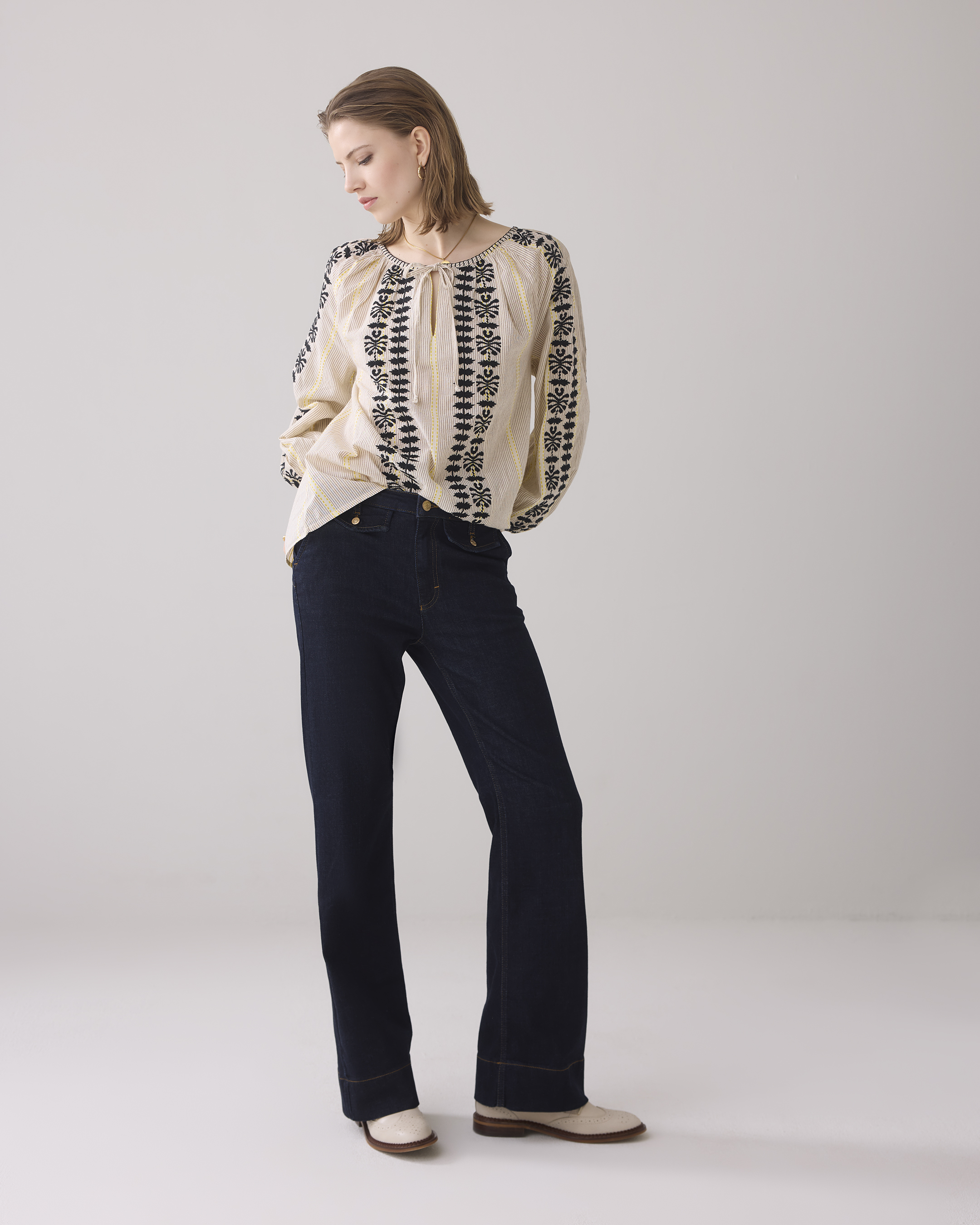 Summum Longsleeve Top Momosa Stripe  Beige 2s3257-12186