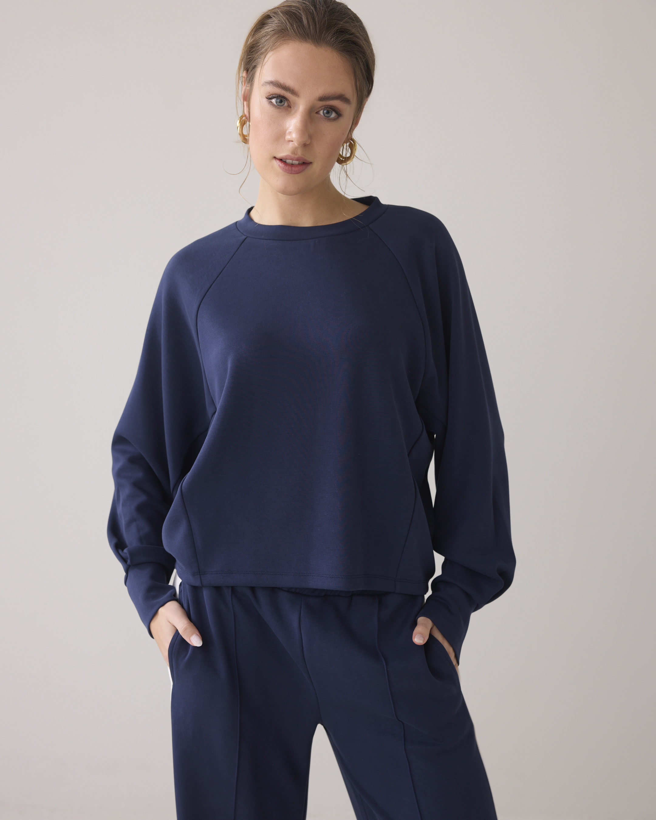 Summum Longsleeve Top Soft Scuba Sweaters Blauw 3s5084-30606