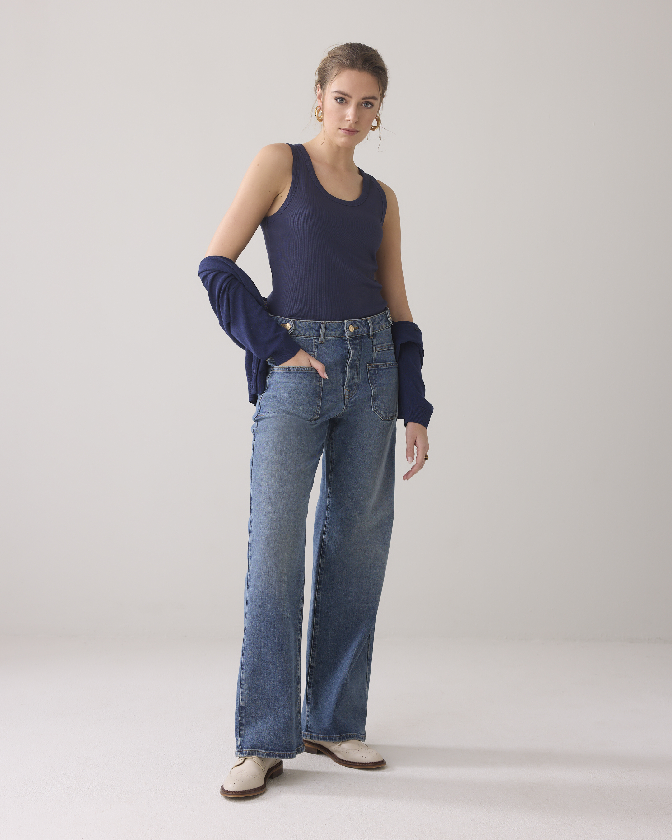 Summum Rib Tanktop Cotton Rib  Blauw 3s4873-5138