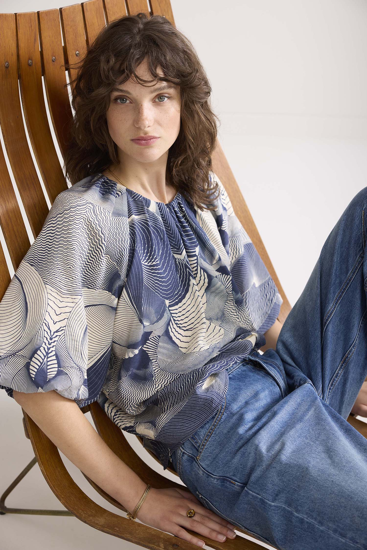 Summum Top Two Tone Print  Blauw 2s3237-12170