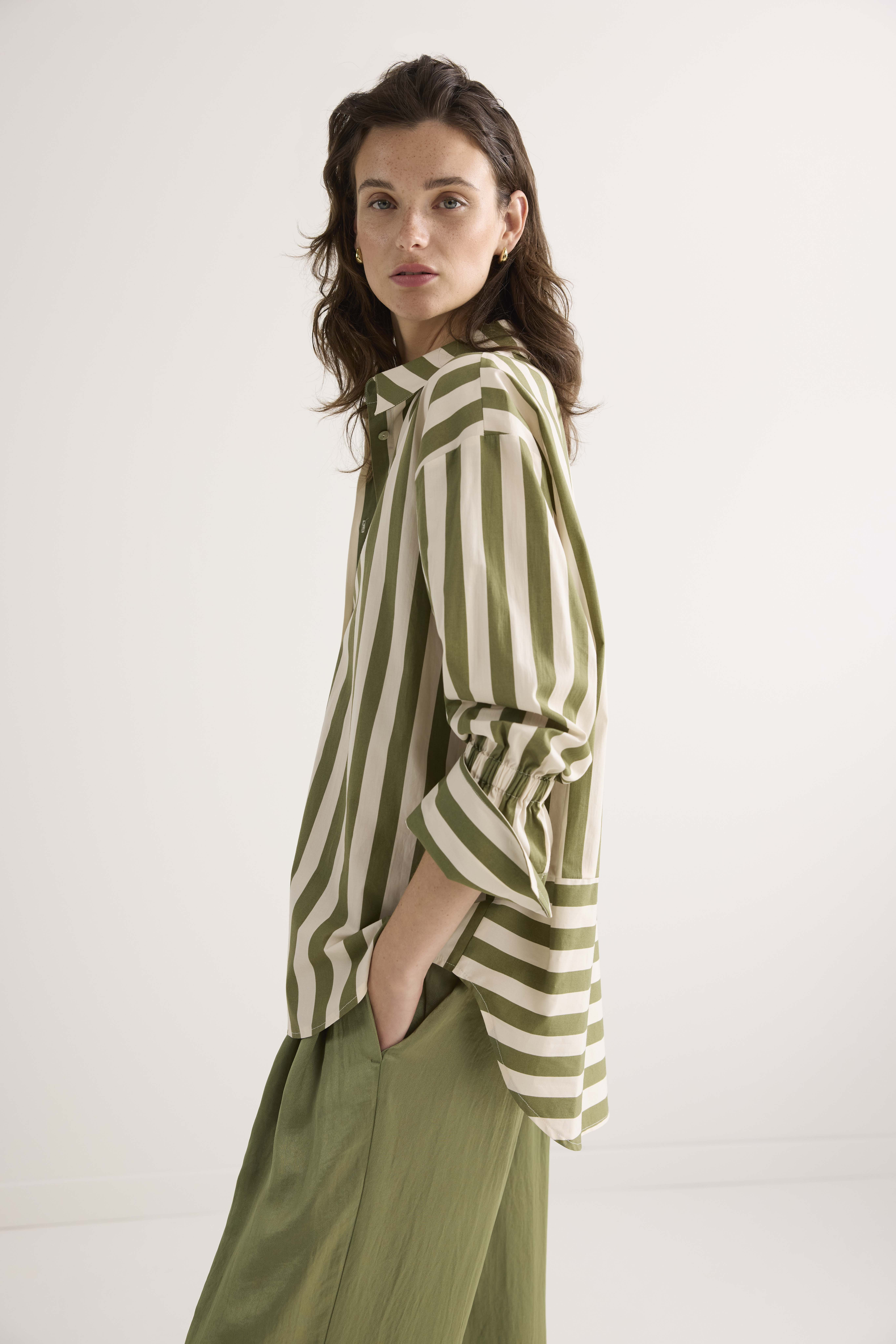 Summum Blouse Printed Stripe  Groen 2s3260-12164