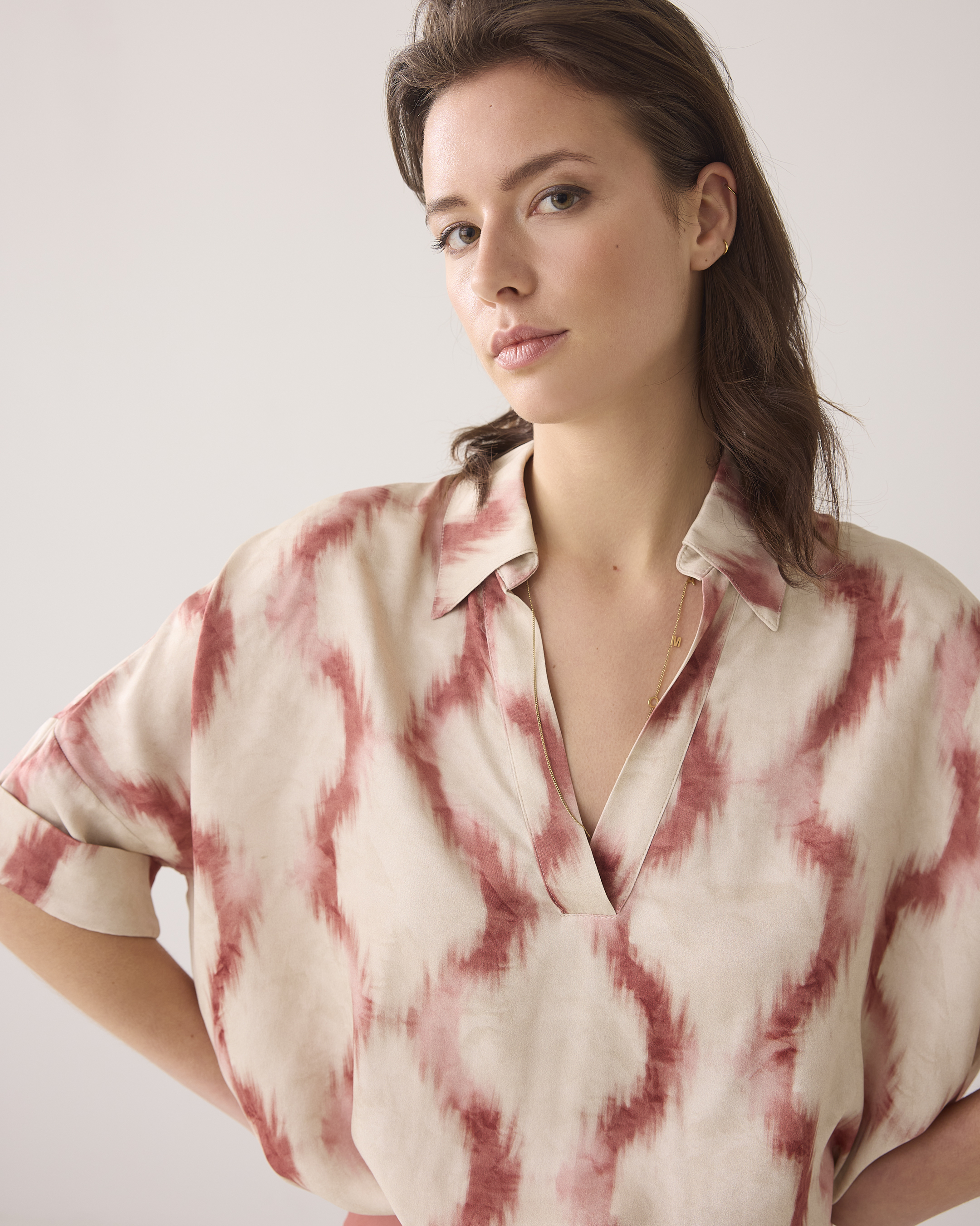 Summum Top Short Sleeves Faded Ikat  Oud Rose 2s3281-12174