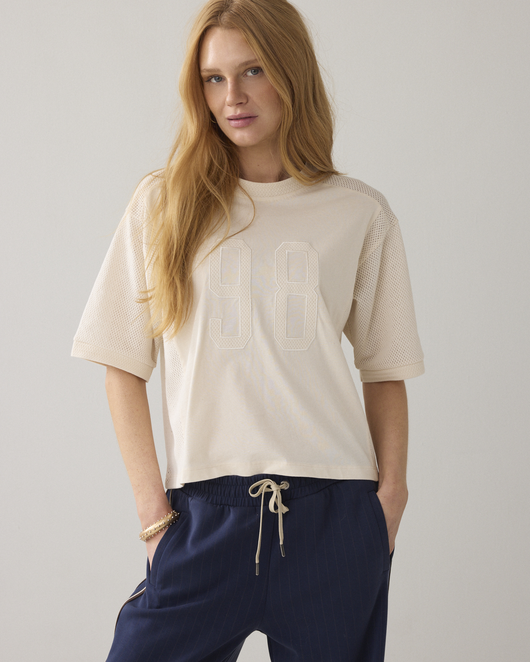 Summum Top Mesh And Jersey  Ecru 3s5282-30765