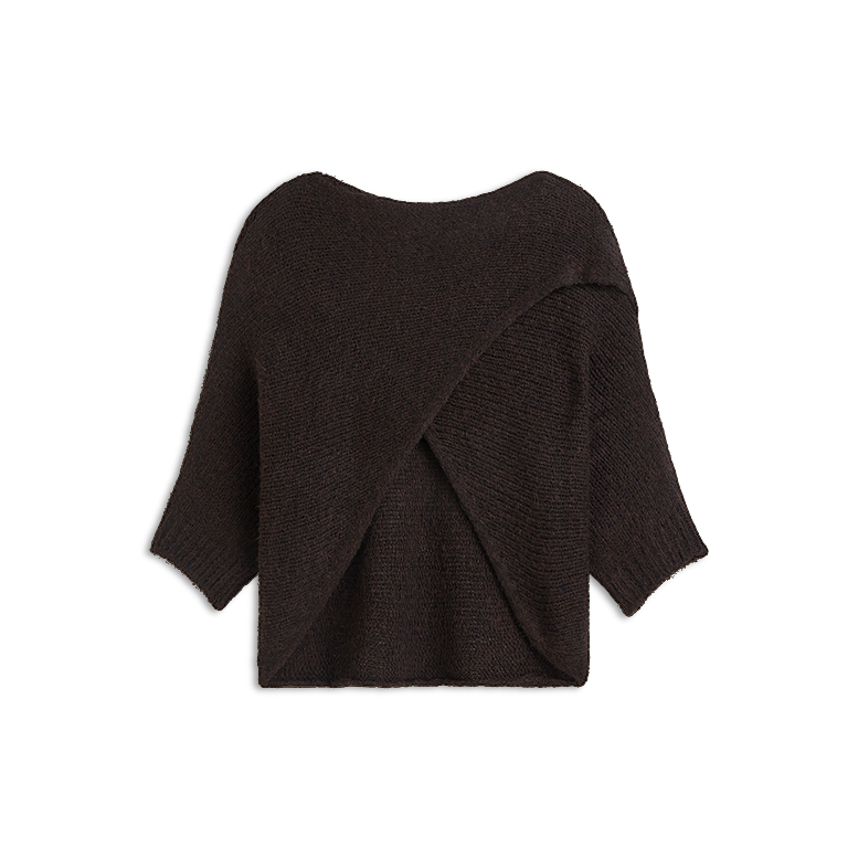 Summum Wrap Sweater Super Soft Knit Sweaters Donkerbruin 7s8029-70093