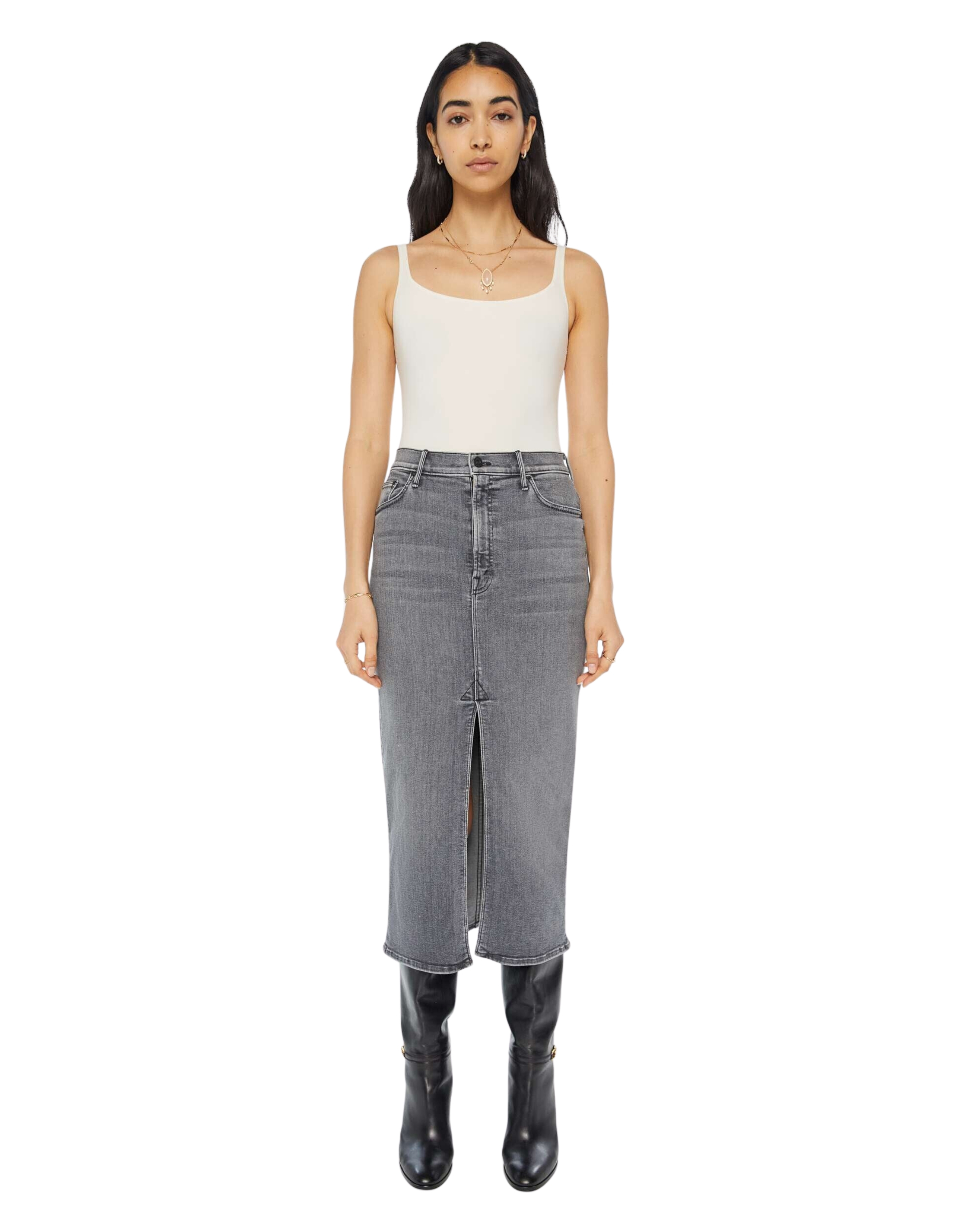 Mother The Reverse Pencil Pusher Jeans Grijs 9735-1158