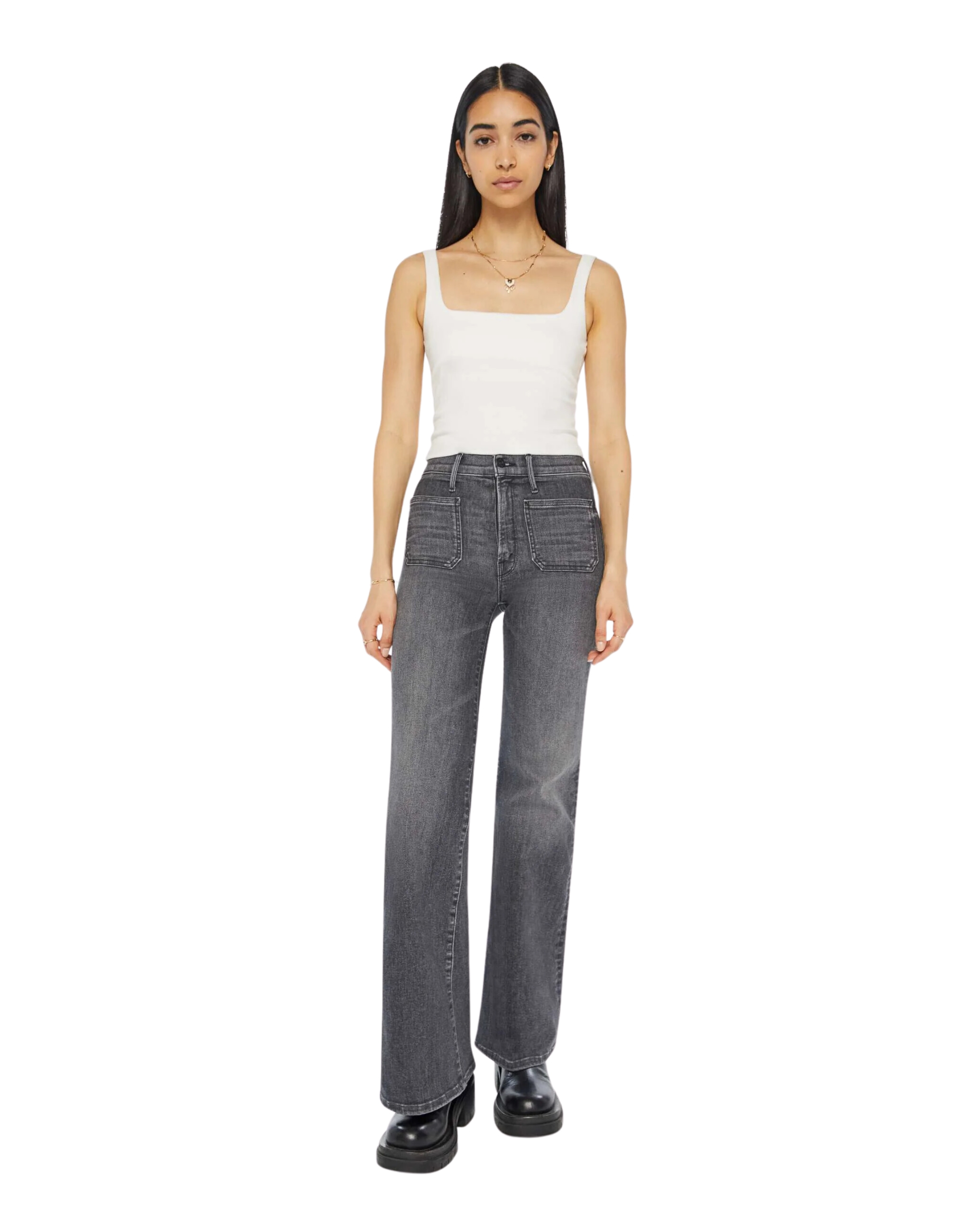 Mother The Patch Pocket Twister Sneak Jeans Grijs 10945-1158