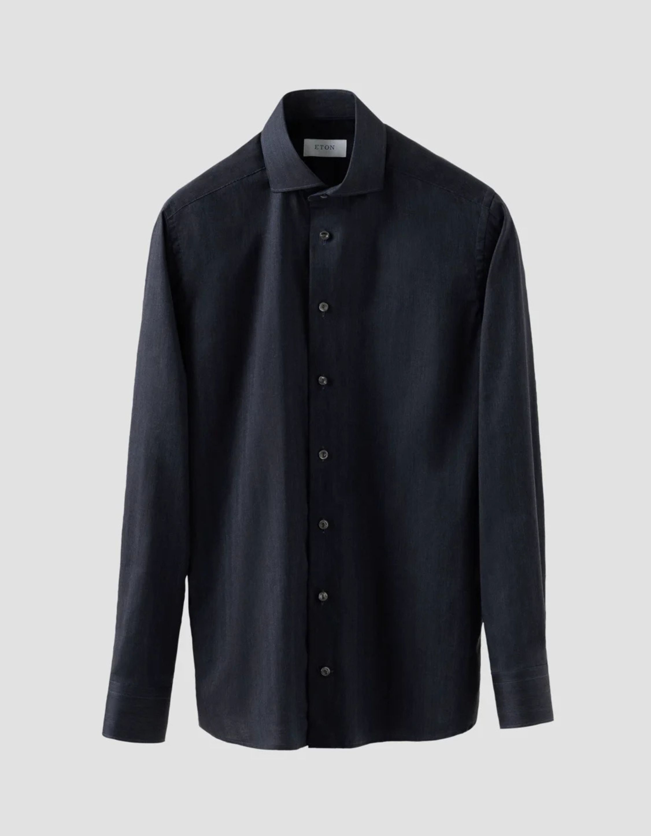 Eton Herringbone Wrinkle Free Flannel Shirt Lange Mouw Overhemden Donkerblauw 100012184