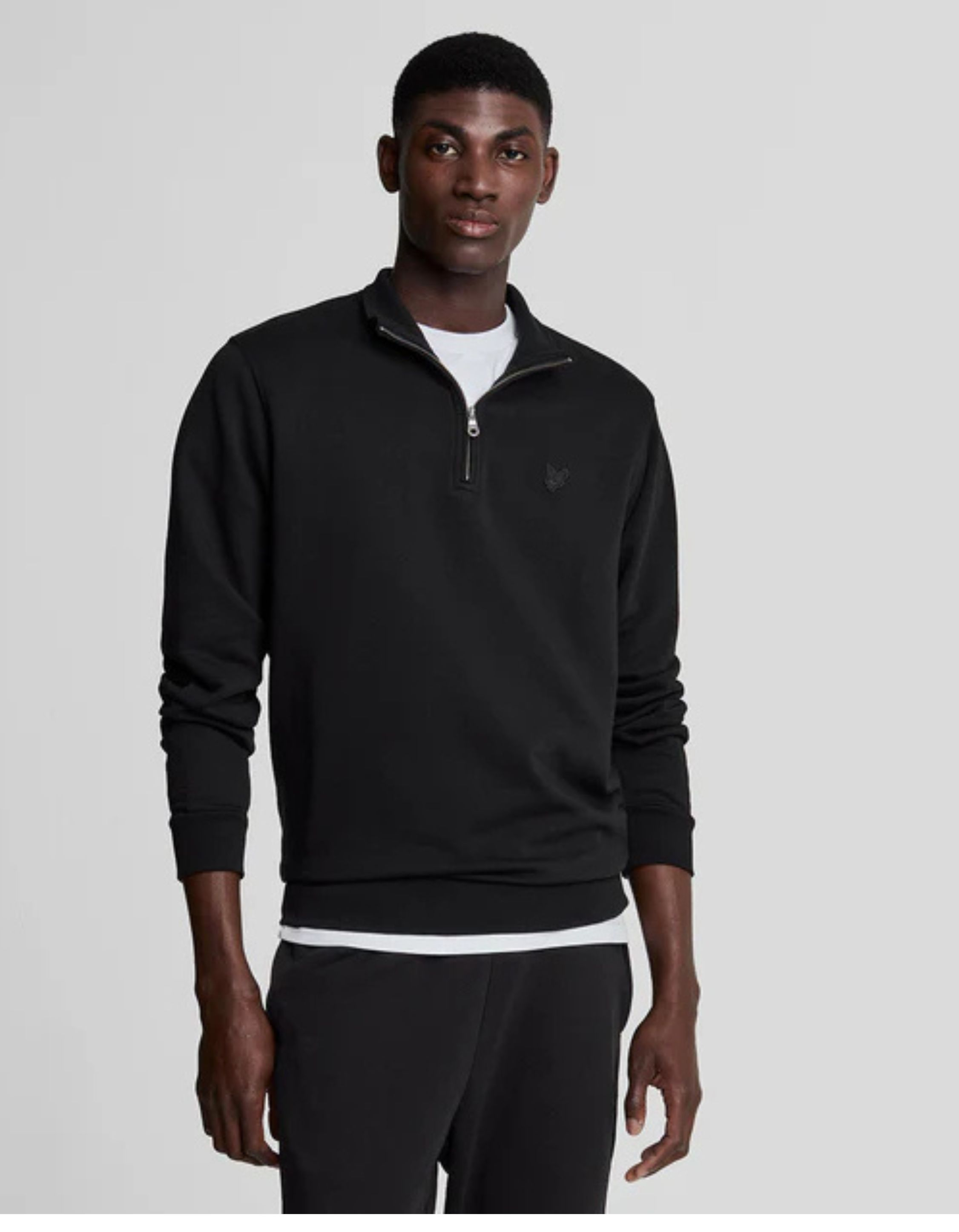 Lyle&scott Tonal Eagle Quarter Zip Sweaters Zwart Ml2022ton