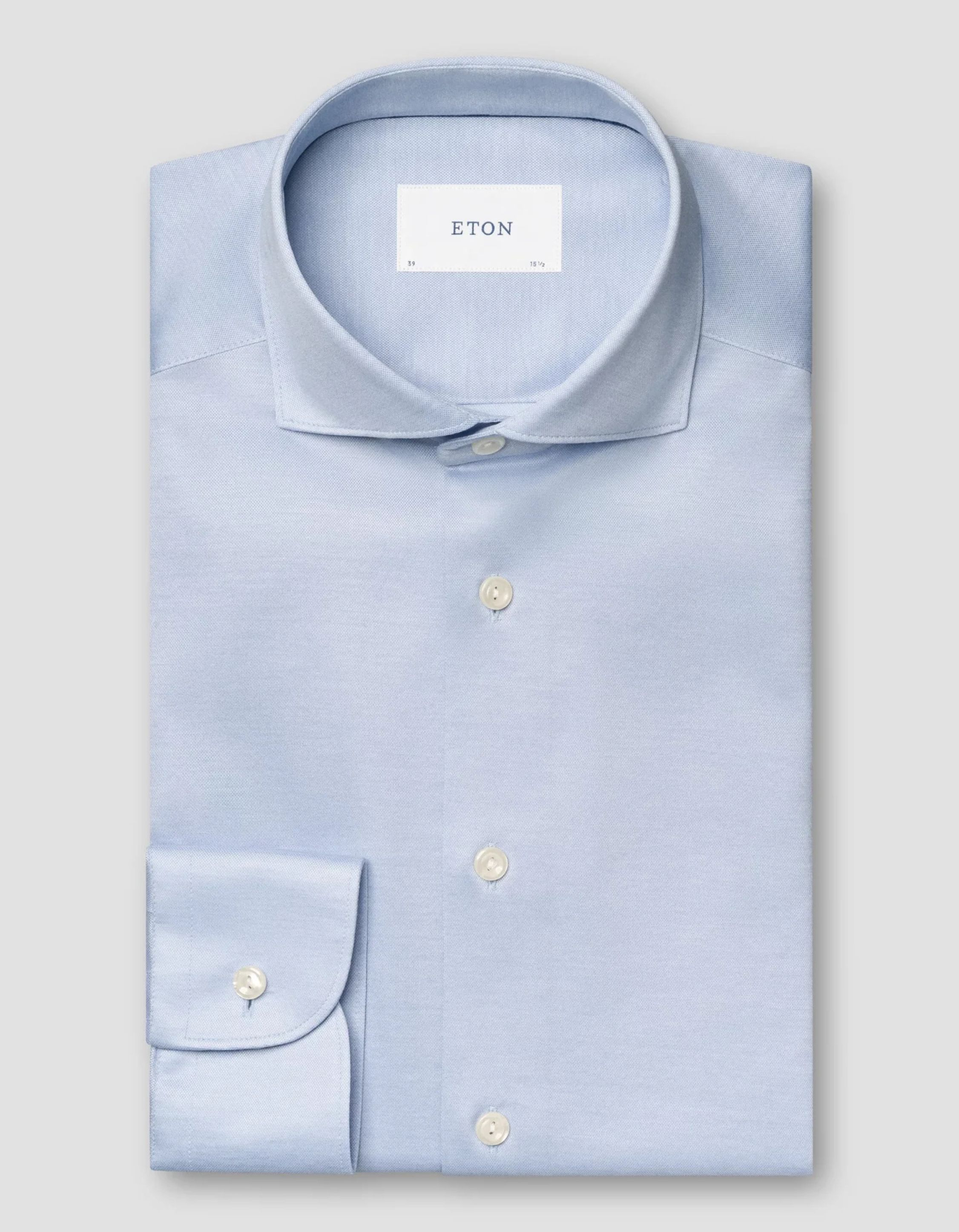 Eton Filo De Scozia Oxford Shirt Lange Mouw Overhemden Lichtblauw 100013016