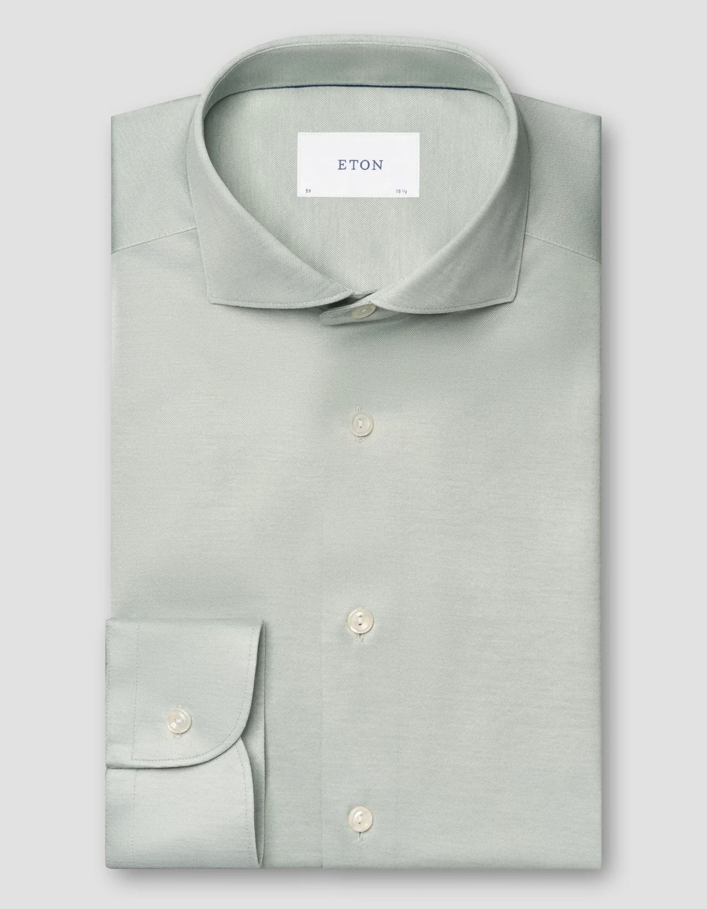 Eton Filo De Scozia Oxford Shirt Lange Mouw Overhemden Lichtgroen 100013016