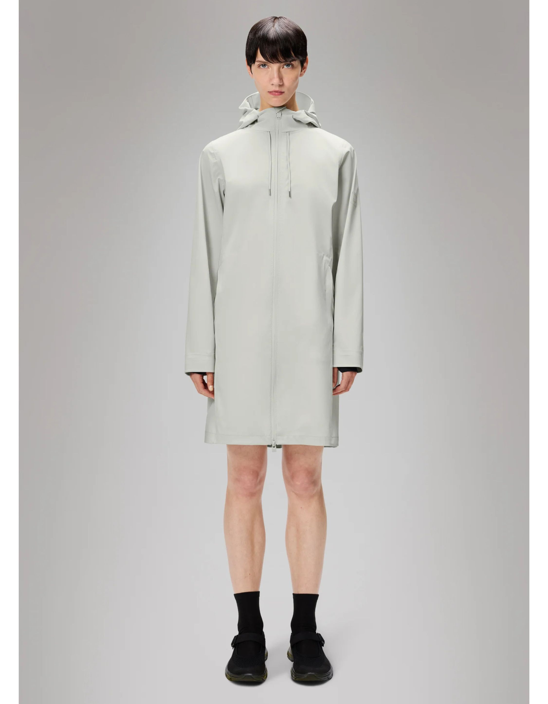 Rains Suva Hardshell Long W Jacket Regenjas Lichtgrijs 12440