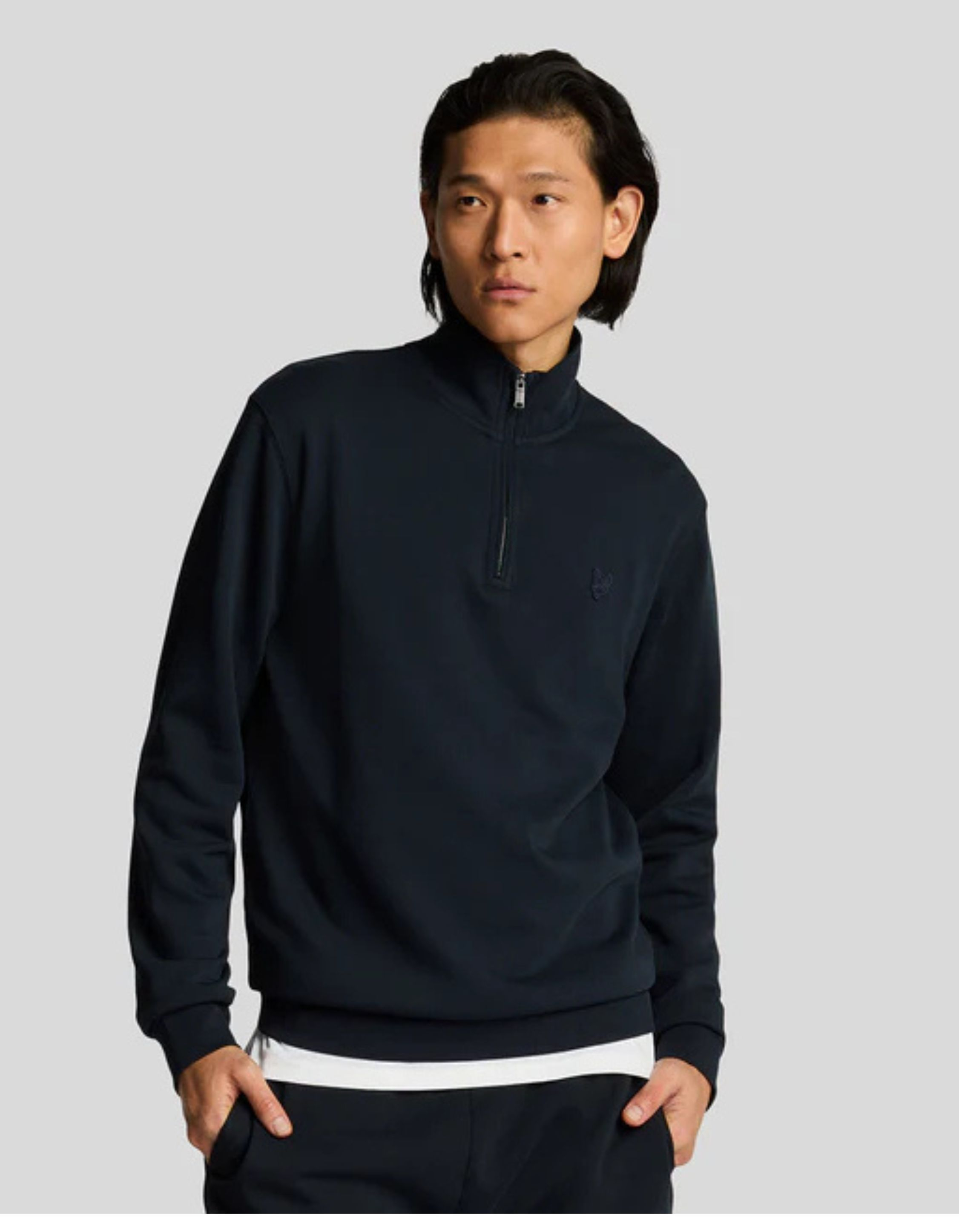 Lyle&scott Superfine Quarter Zip Sweaters Donkerblauw Ml2258ton