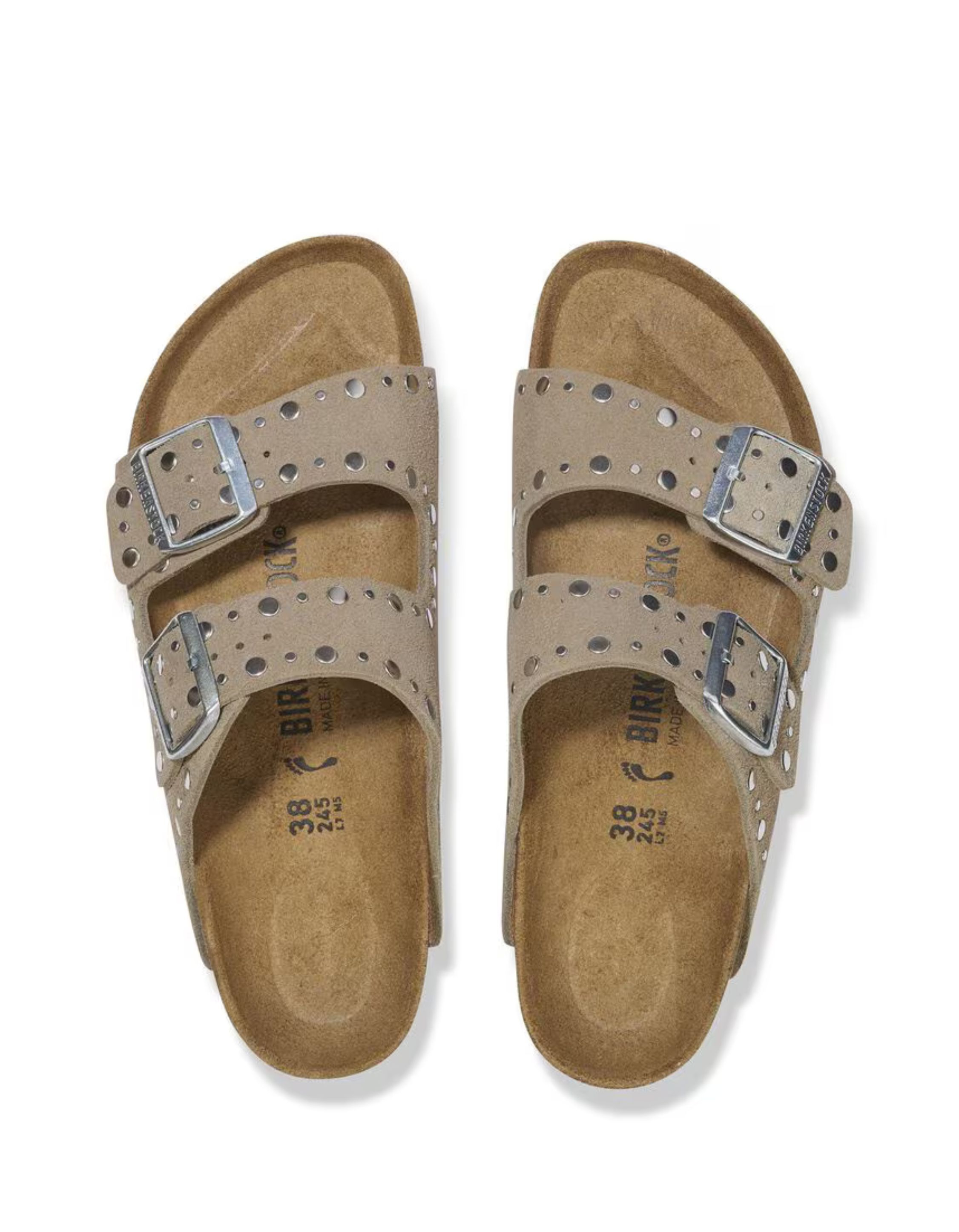 Birkenstock Arizona Rivet Border Slippers Taupe 1029390