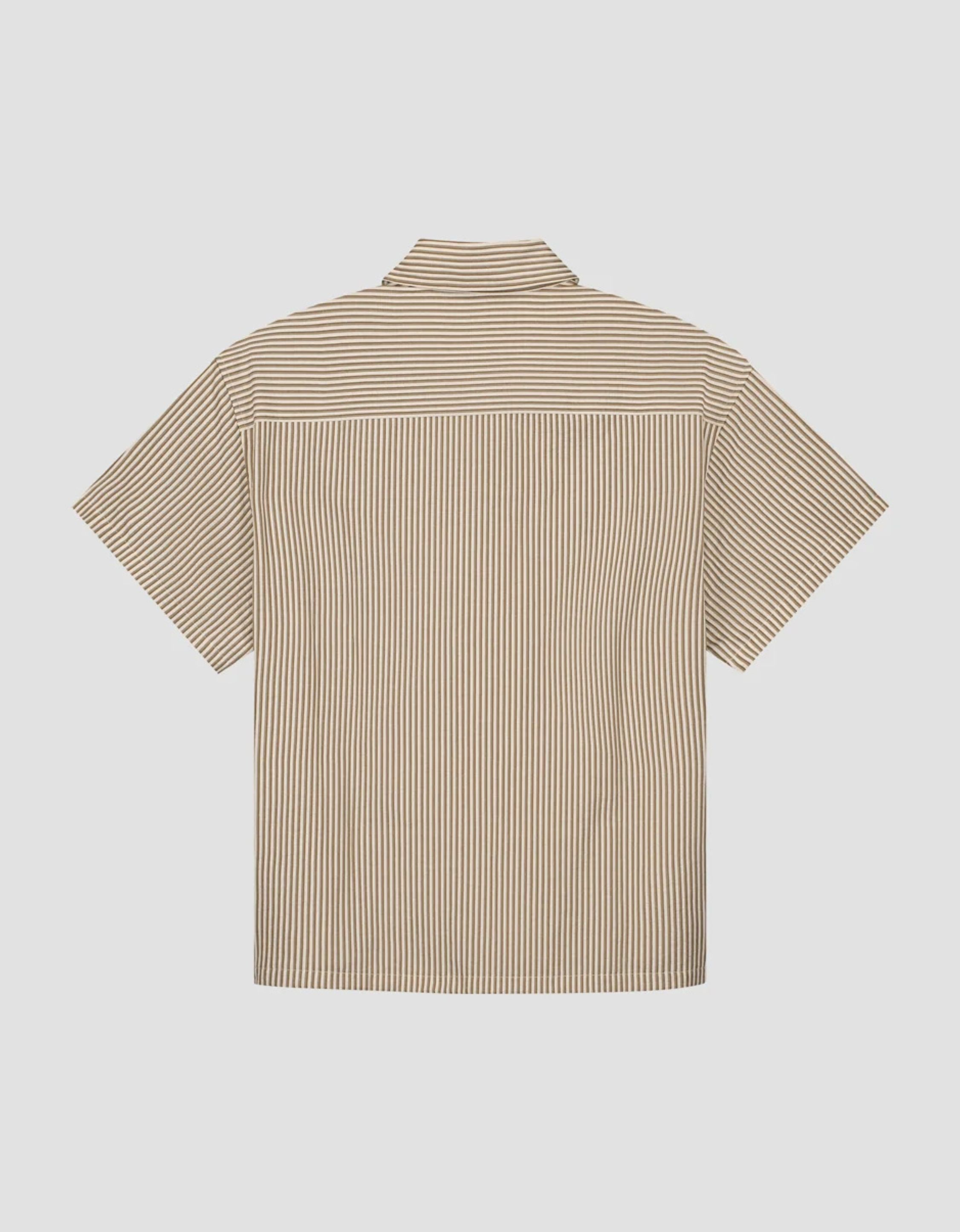 ØlÅf Boxy Seersucker Stripe Shirt Ss Korte Mouw Overhemden Camel M200303
