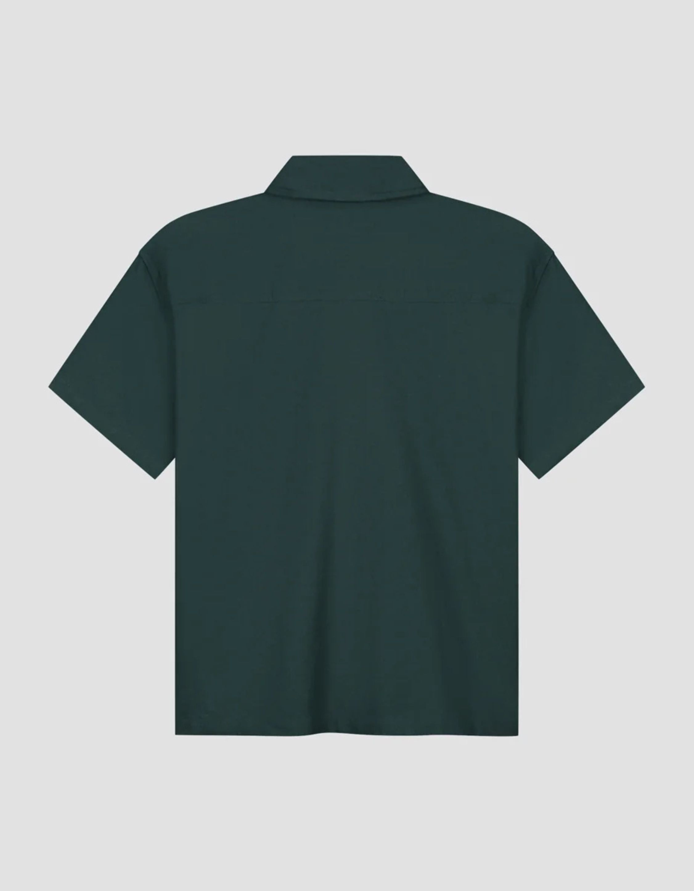 ØlÅf Linen Camp Shirt Ss Korte Mouw Overhemden Donkergroen M200301