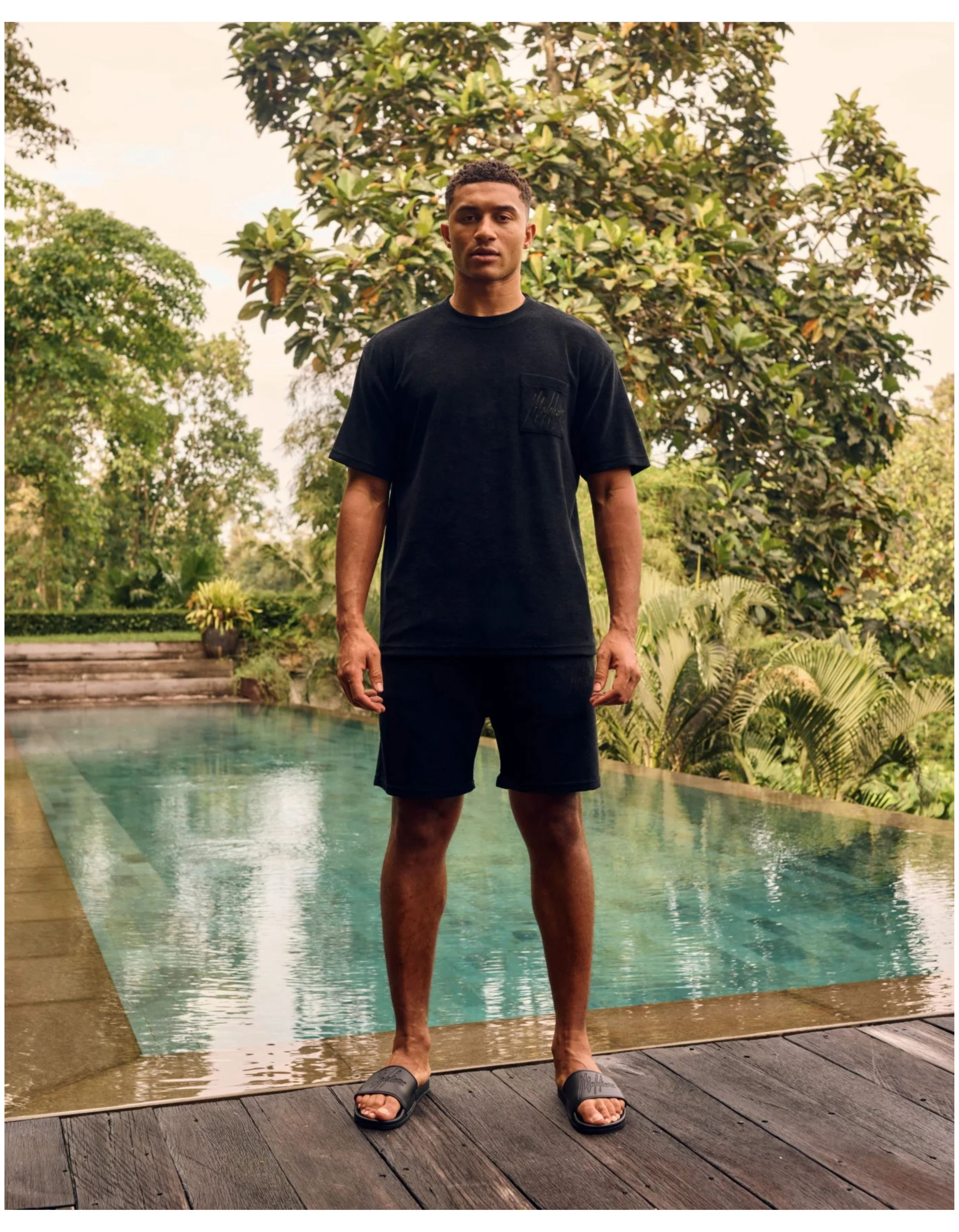 Malelions Signature Towelling T-shirt T-shirts Zwart Mm3-ss25-25