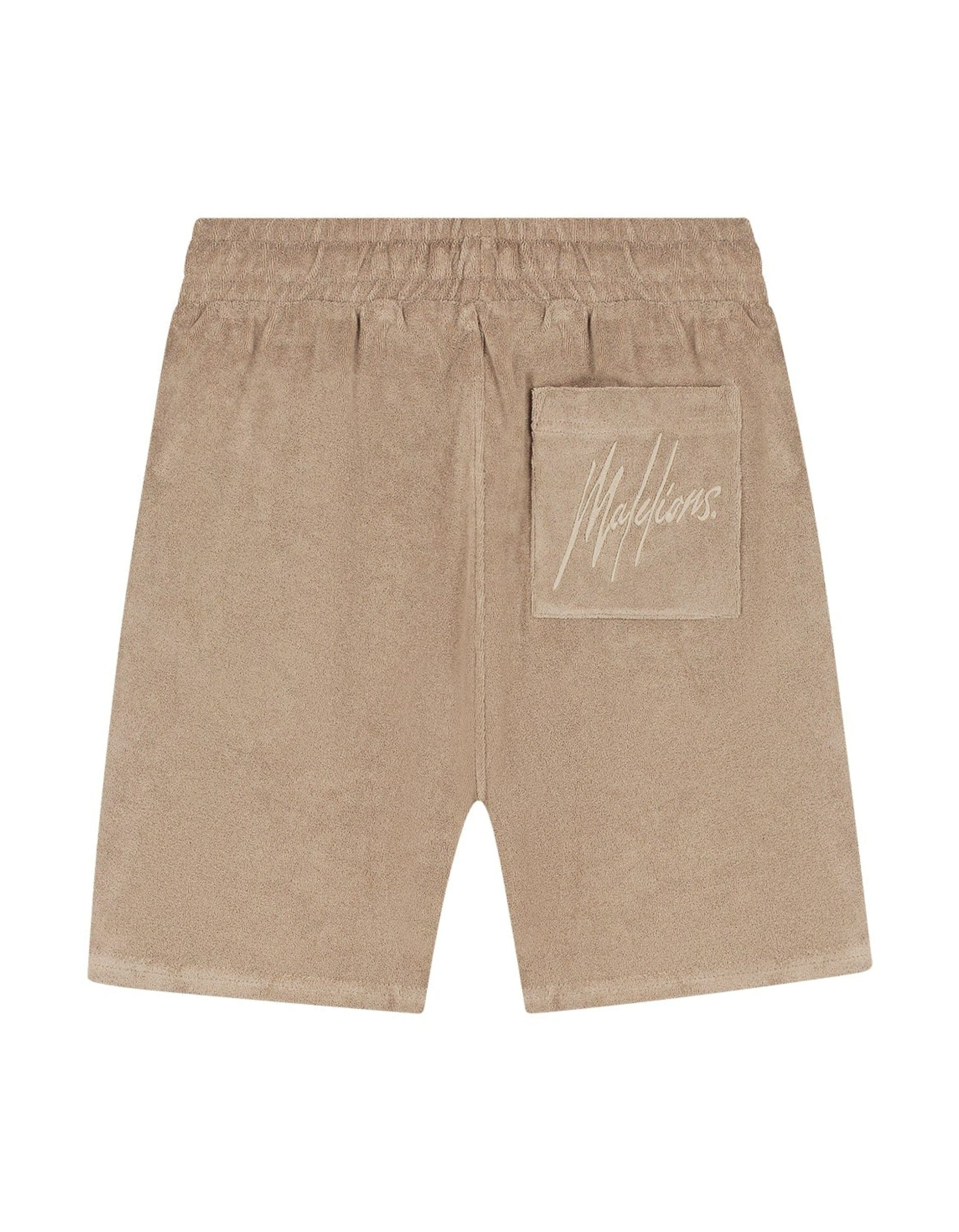 Malelions Signature Towelling Shorts Shorts Taupe Mm3-ss25-26