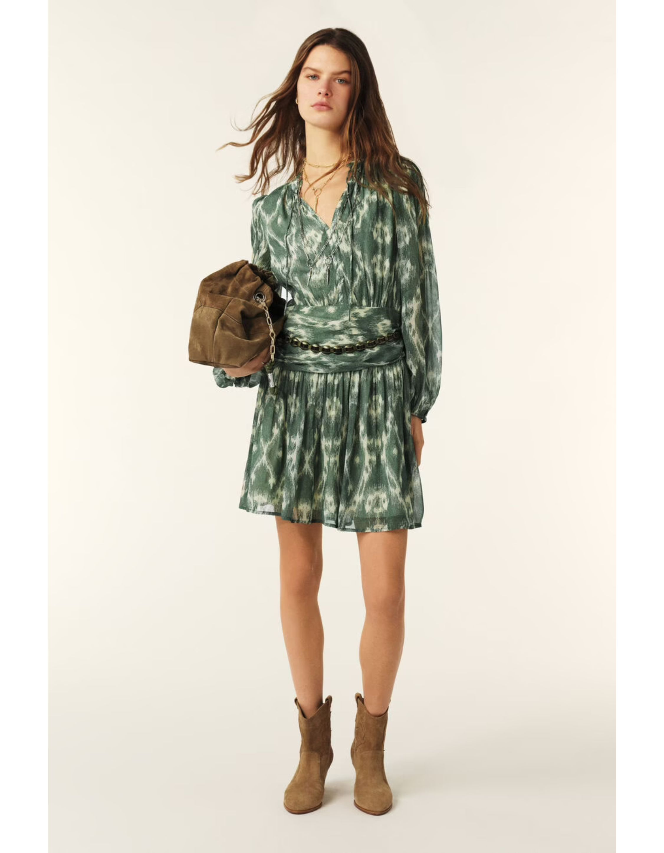 Ba&sh Minthe Jurken Khaki 1e25mint