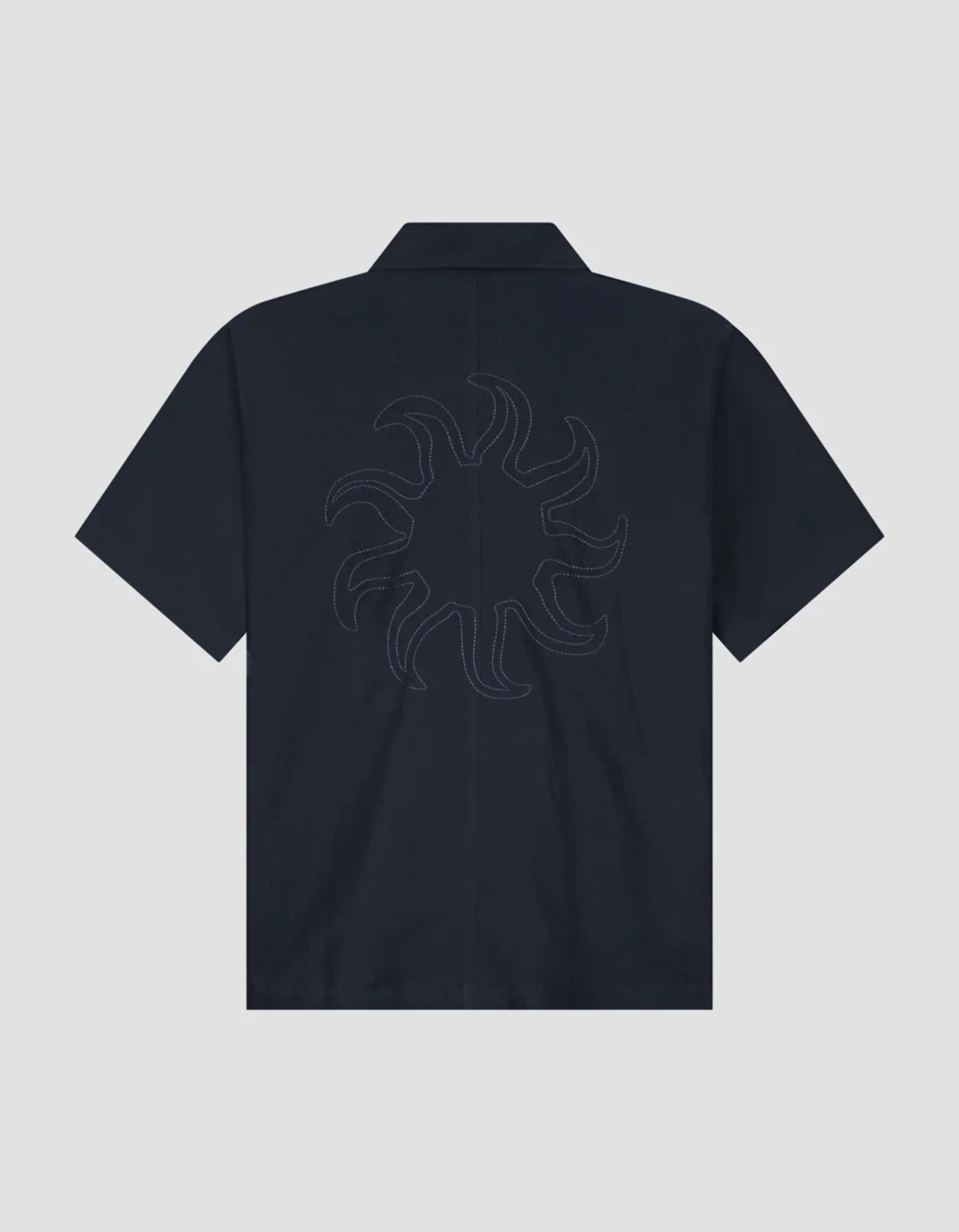 ØlÅf Sun Linen Shirt Korte Mouw Overhemden Donkerblauw M210304