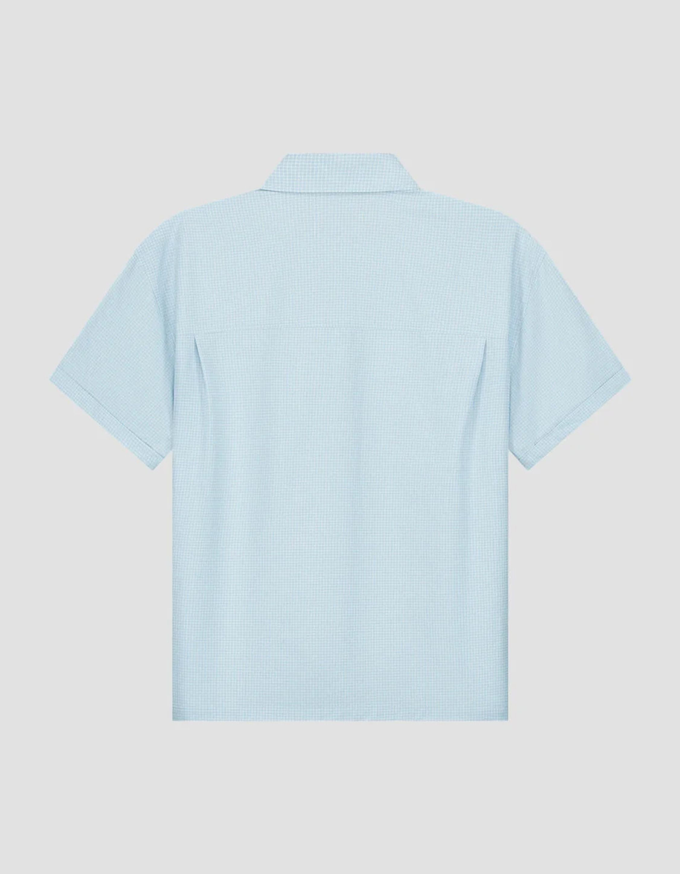 ØlÅf Boxy Mini Check Shirt Korte Mouw Overhemden Lichtblauw M210302