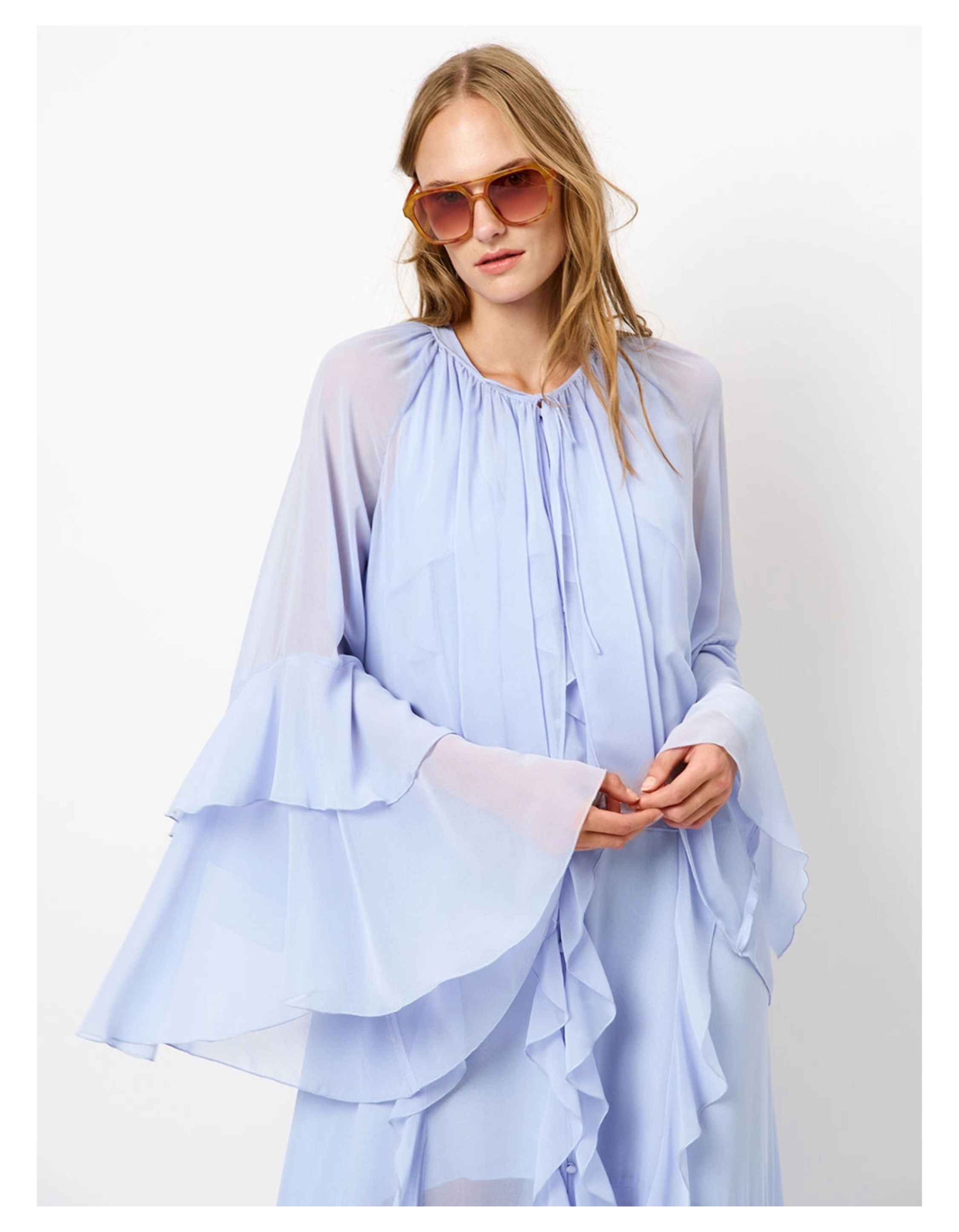 Dante 6 Baltimore Volant Romantic Blouse Blouses Lichtblauw 252121