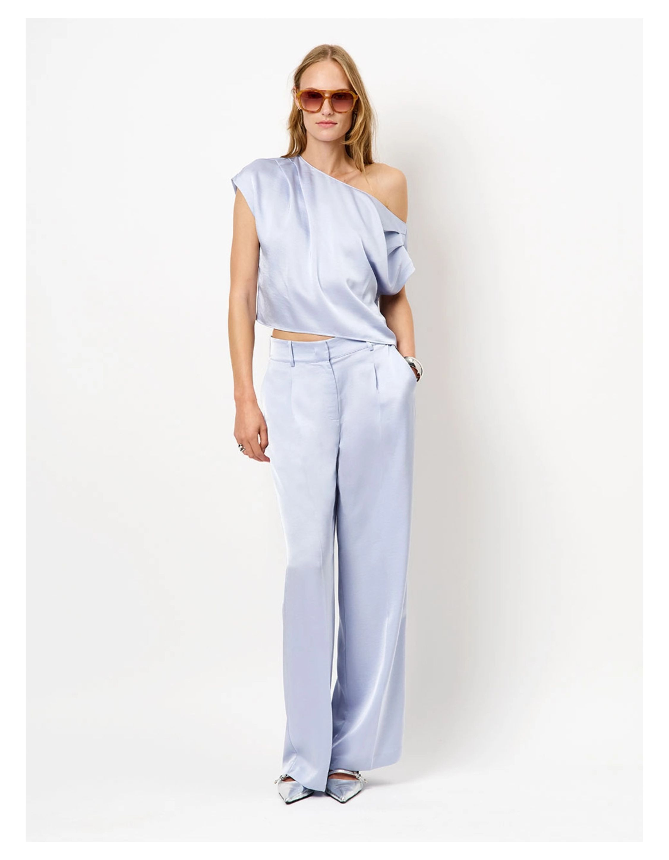 Dante 6 Jules Satin Smart Pants Pantalons Lichtblauw 252116