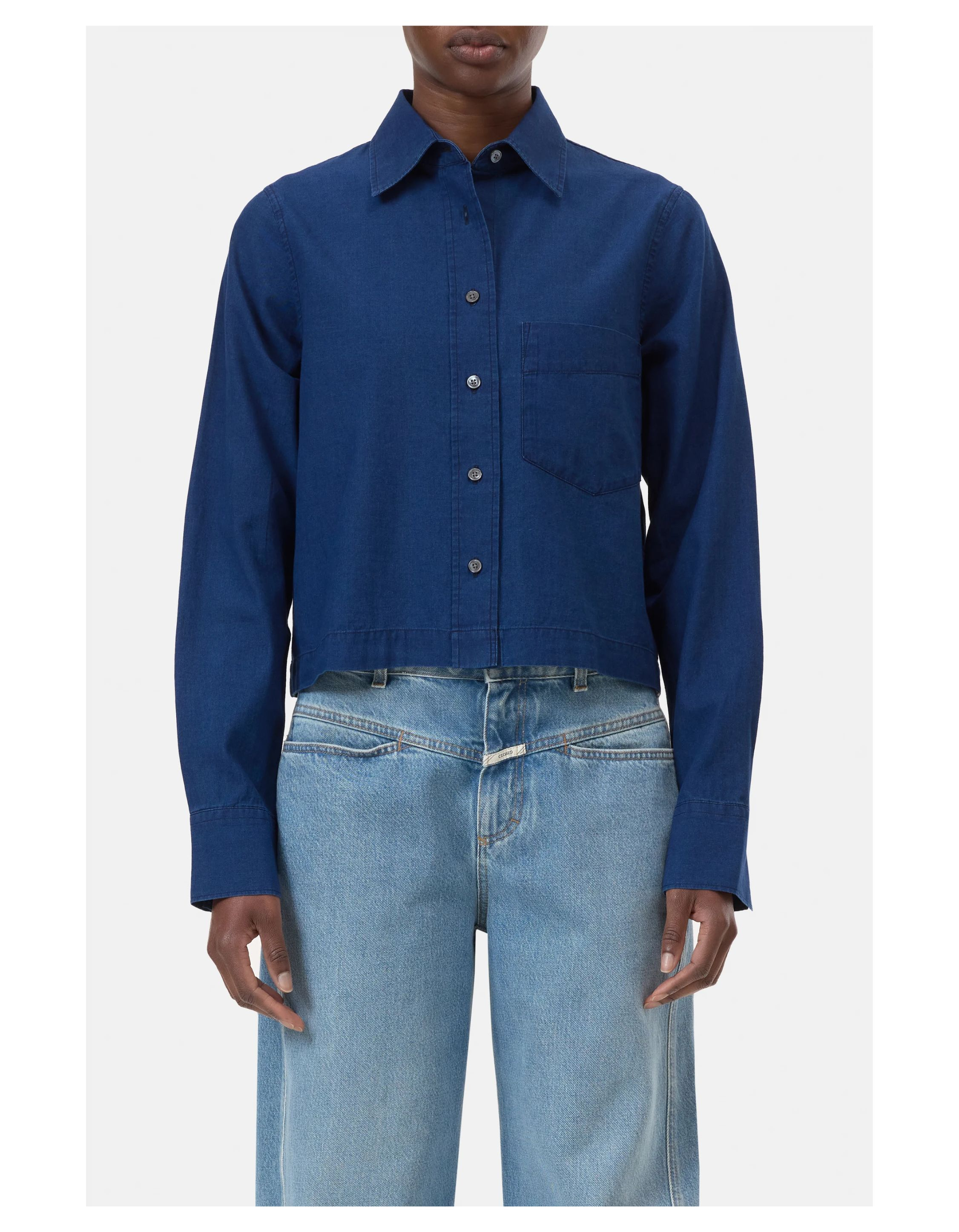 Closed Cropped Classic Shirt Blouses Donkerblauw C94375-19y-27