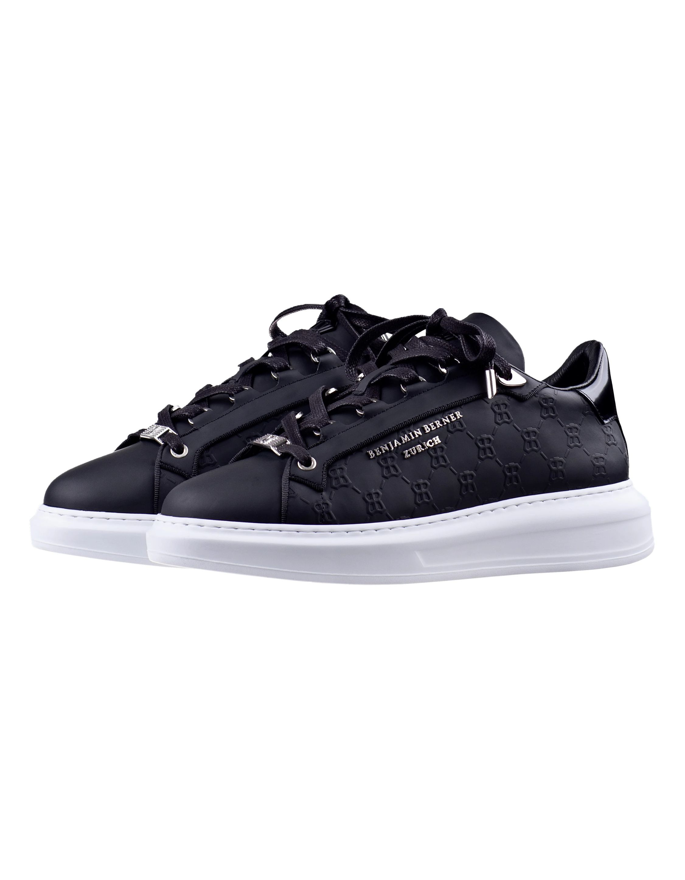 Benjamin Berner Monogram Embossed Sneakers Zwart Bnj20190843