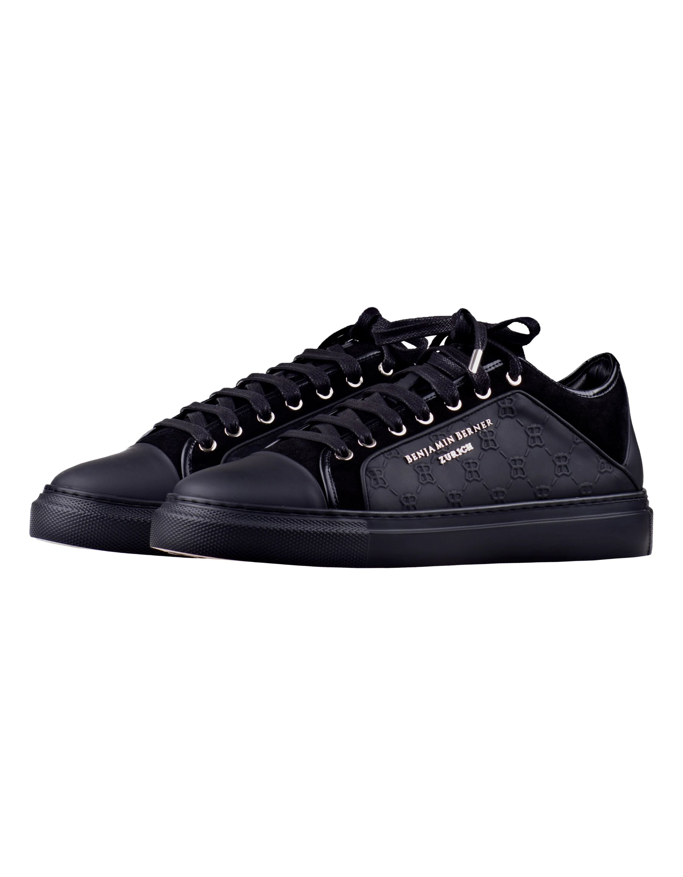 Benjamin Berner Logo Monogram Embossed Sneakers Zwart Bnj22090843