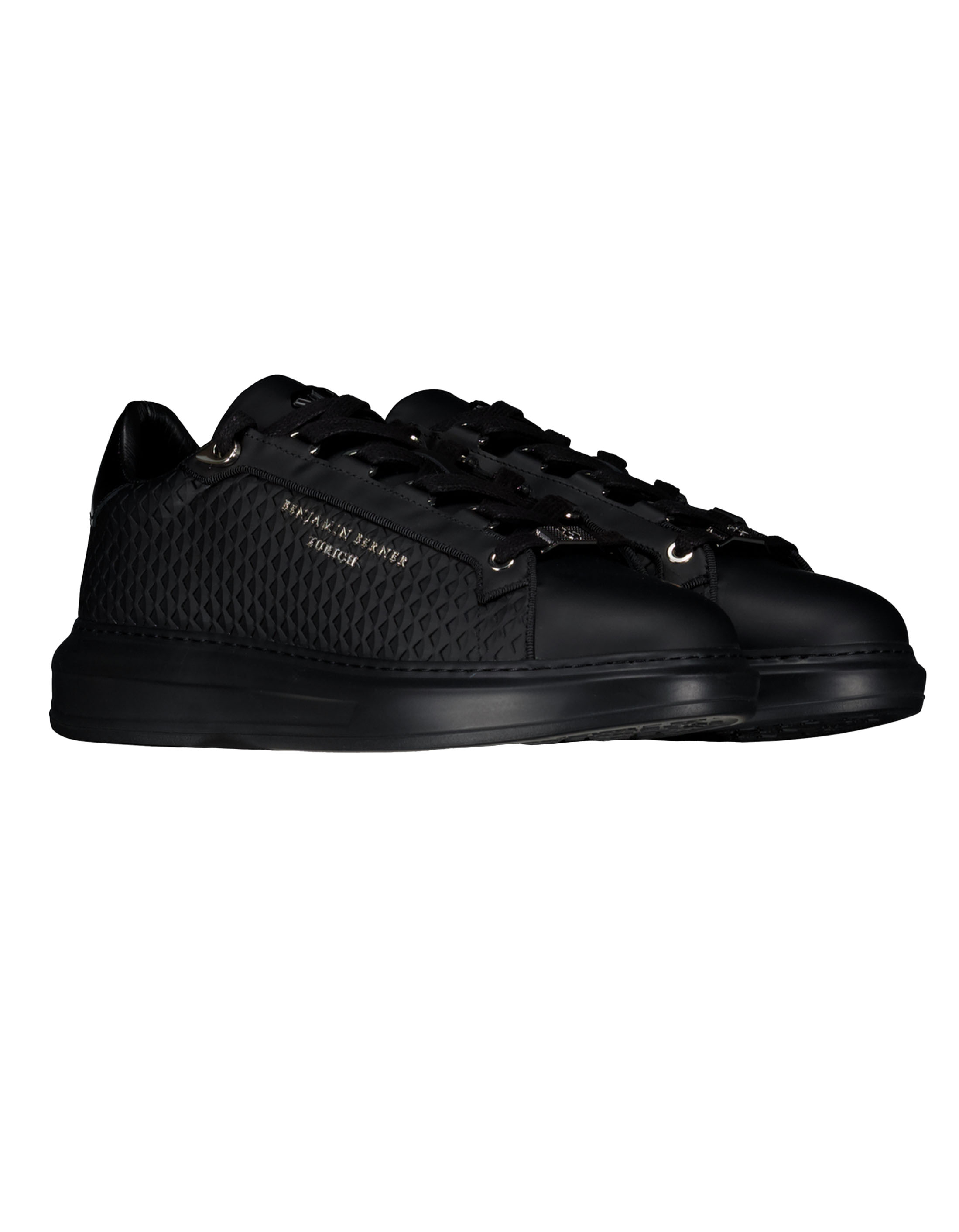 Benjamin Berner Rhombus Embossed Sneakers Zwart Bnj20190688