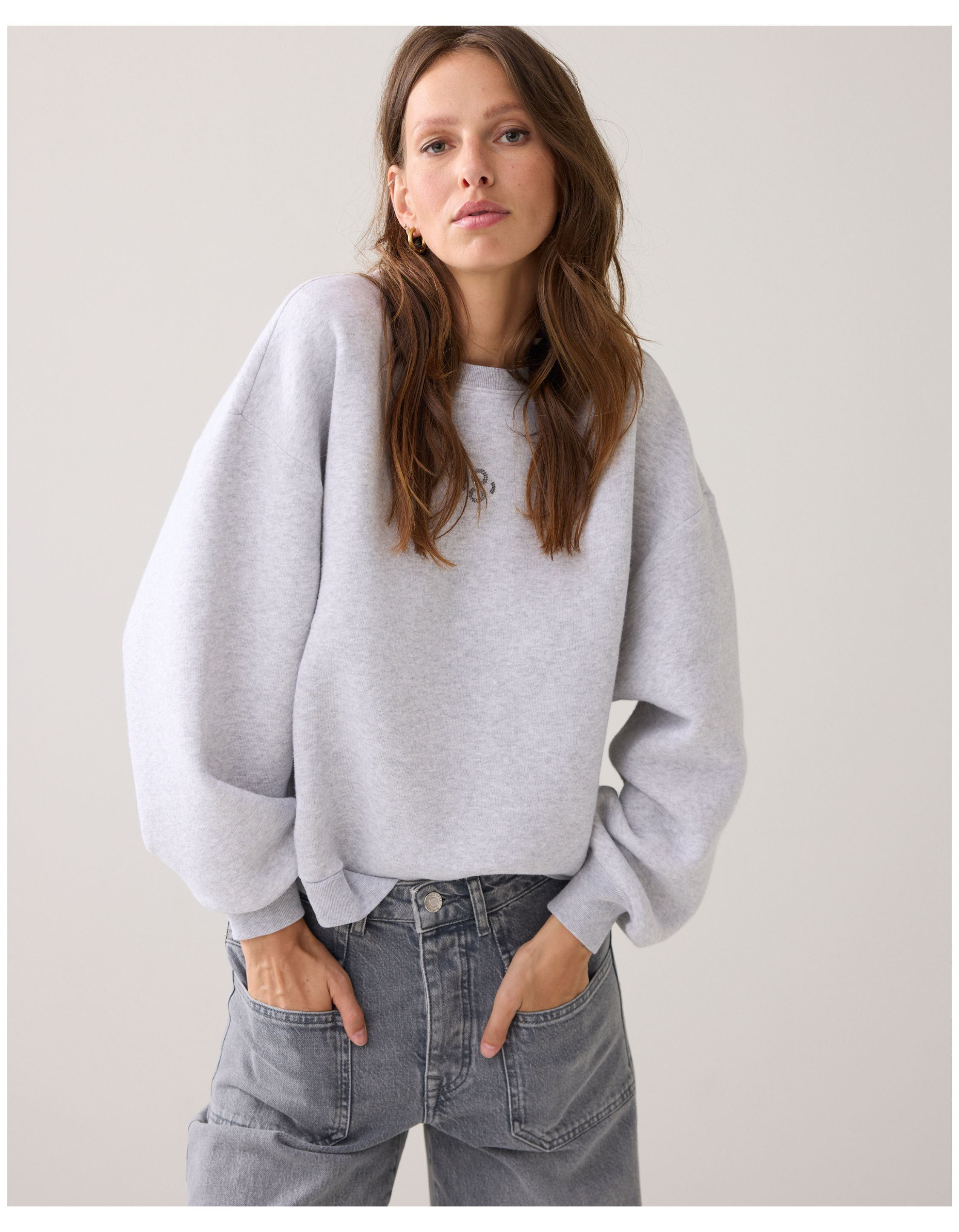 Summum Sweatshirt Soft Sweat Blouses Lichtgrijs Hamburg-30413