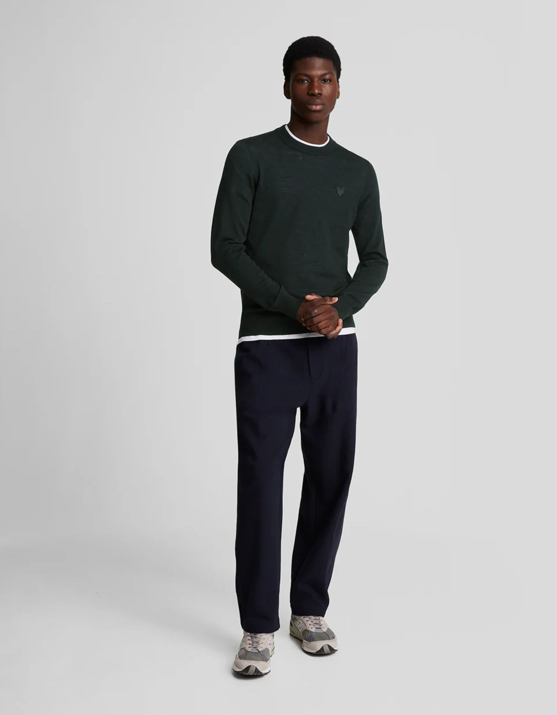 Lyle&scott Tonal Eagle Merino Truien Zwart Kn2121vc